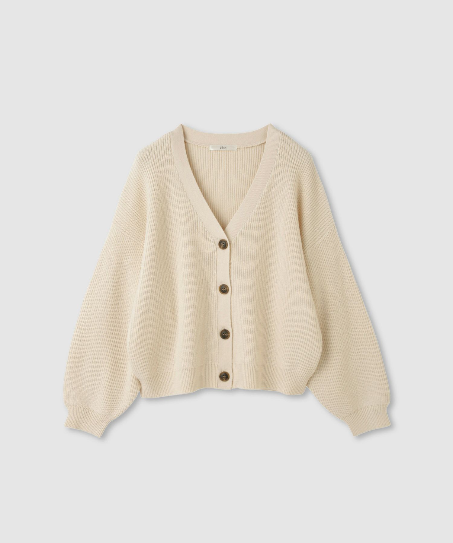 [さらに50%OFF]Idnes  Vネック畦ボリュームスリーブカーディガン レディース商品画像-17