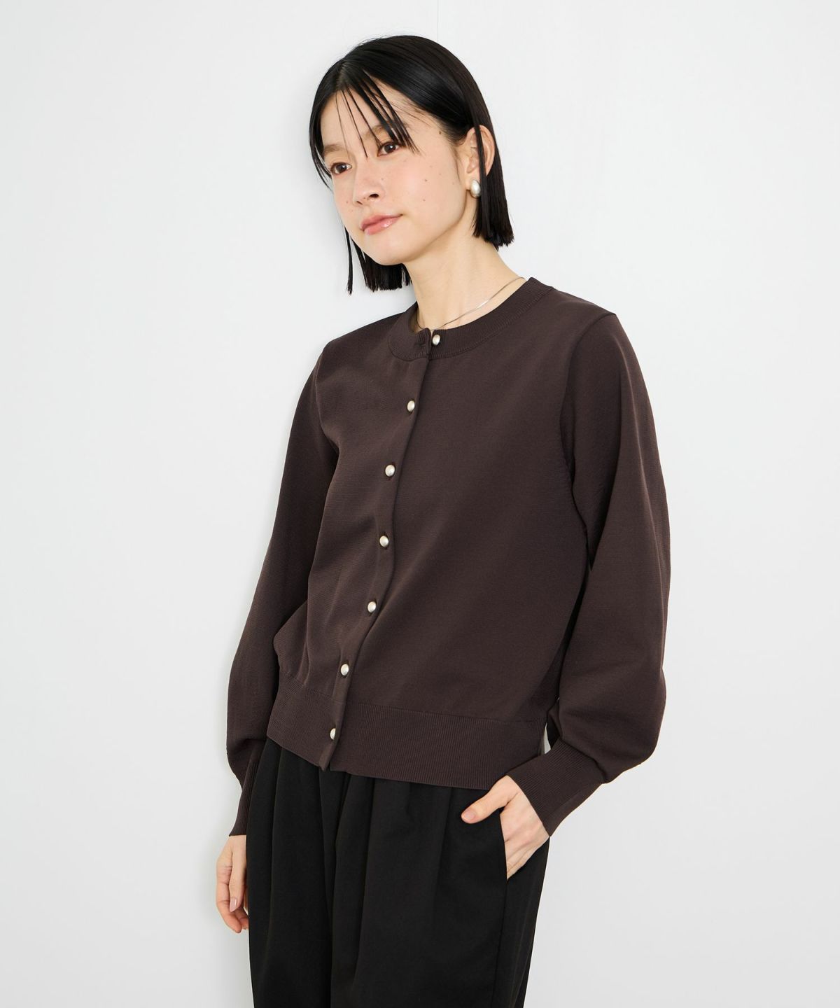 Idnes ボリュームスリーブカーディガン レディース