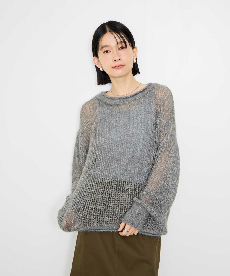 Idnes  ラメメッシュニットプルオーバー レディース商品画像-1