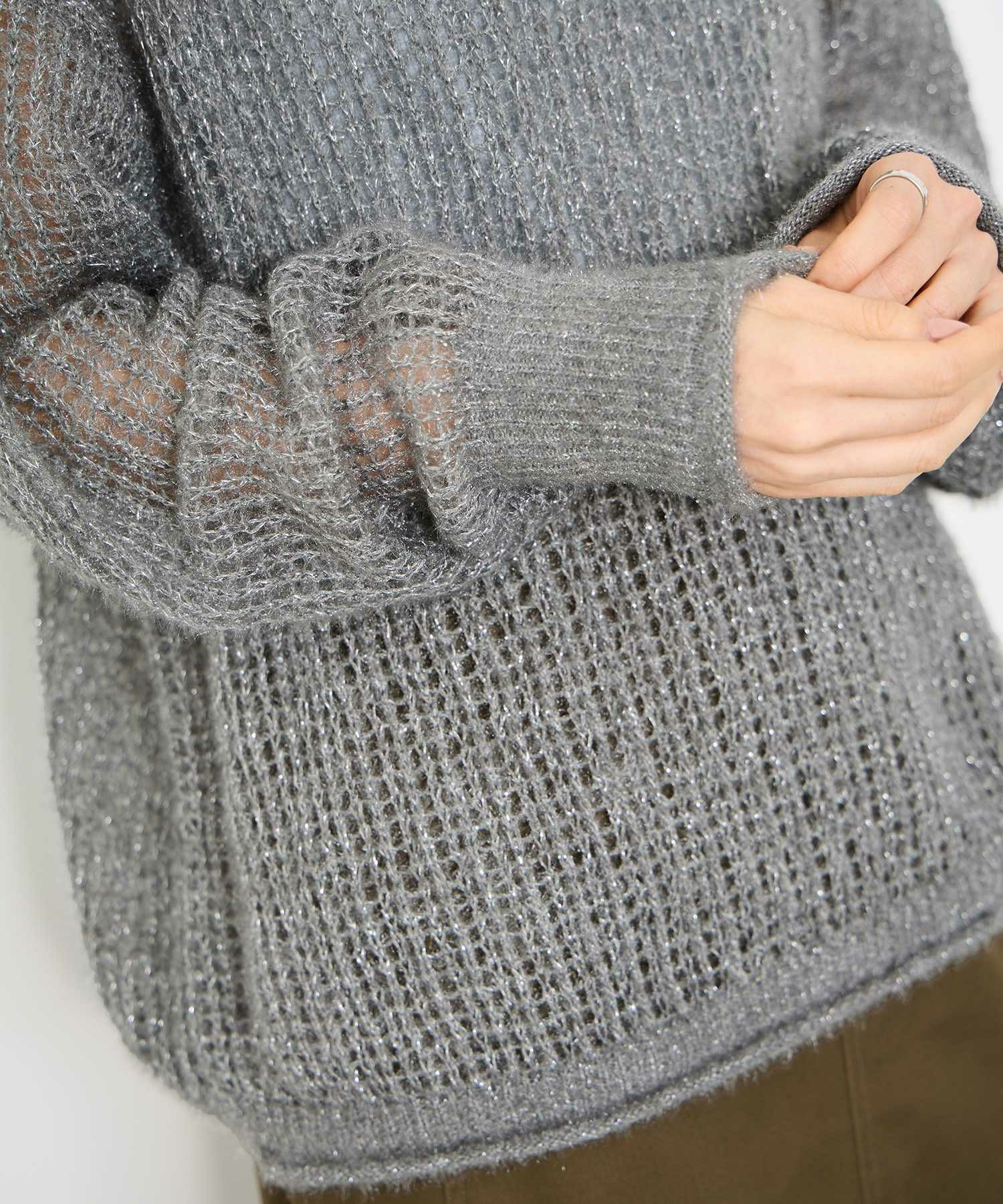 [値下げ]Idnes  ラメメッシュニットプルオーバー レディース商品画像-5