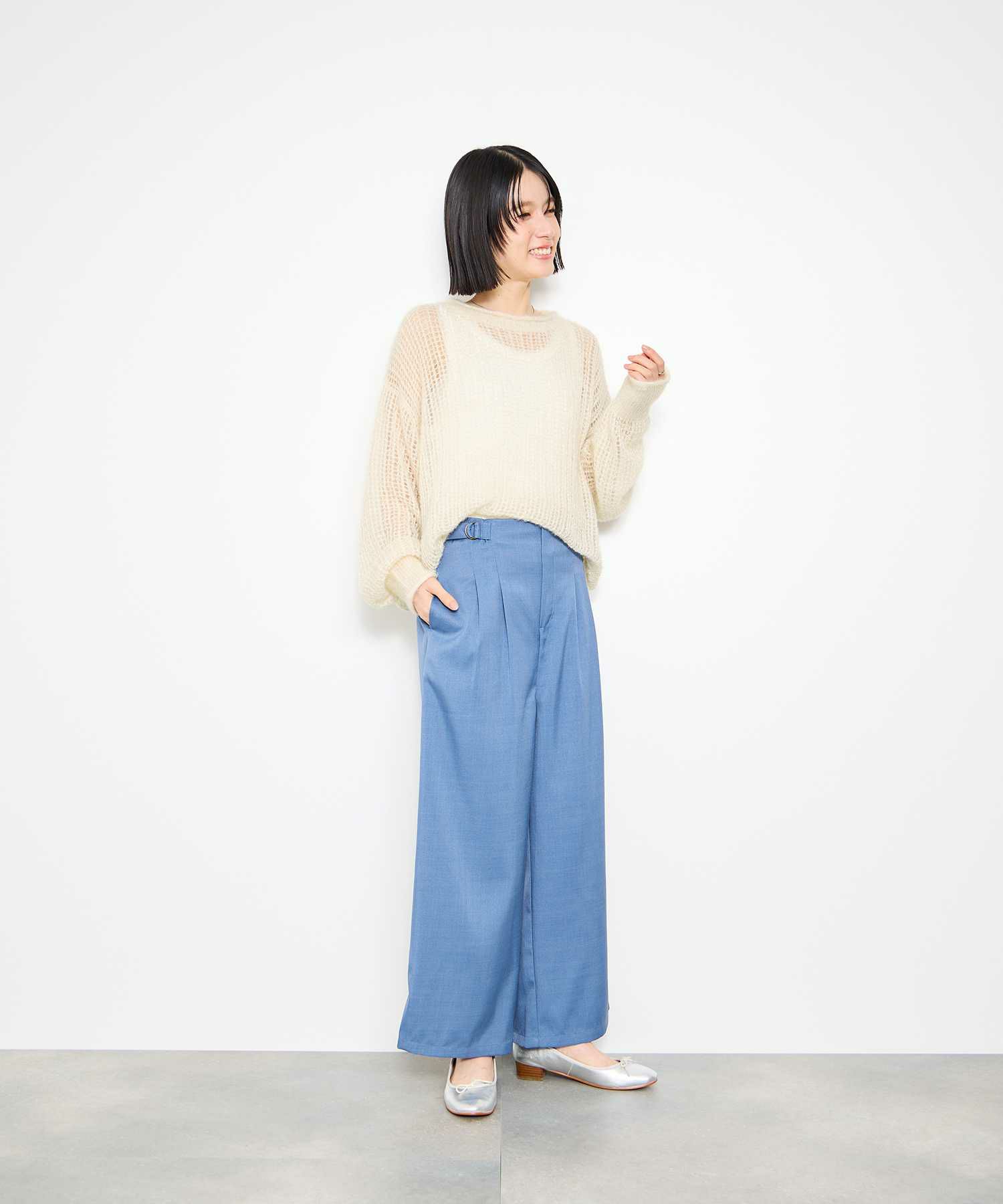 Idnes  ラメメッシュニットプルオーバー レディース商品画像-11