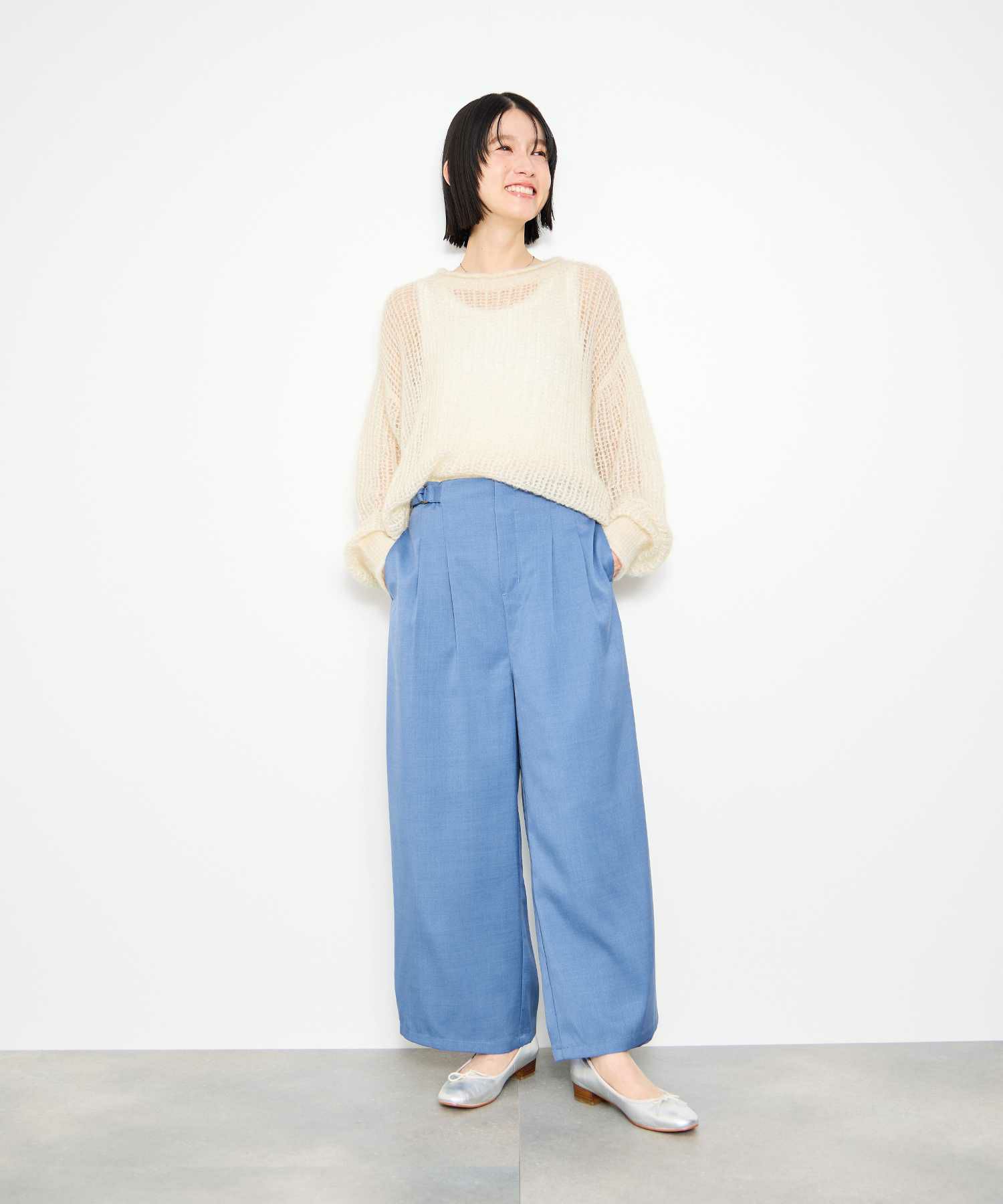 Idnes ラメメッシュニットプルオーバー レディース