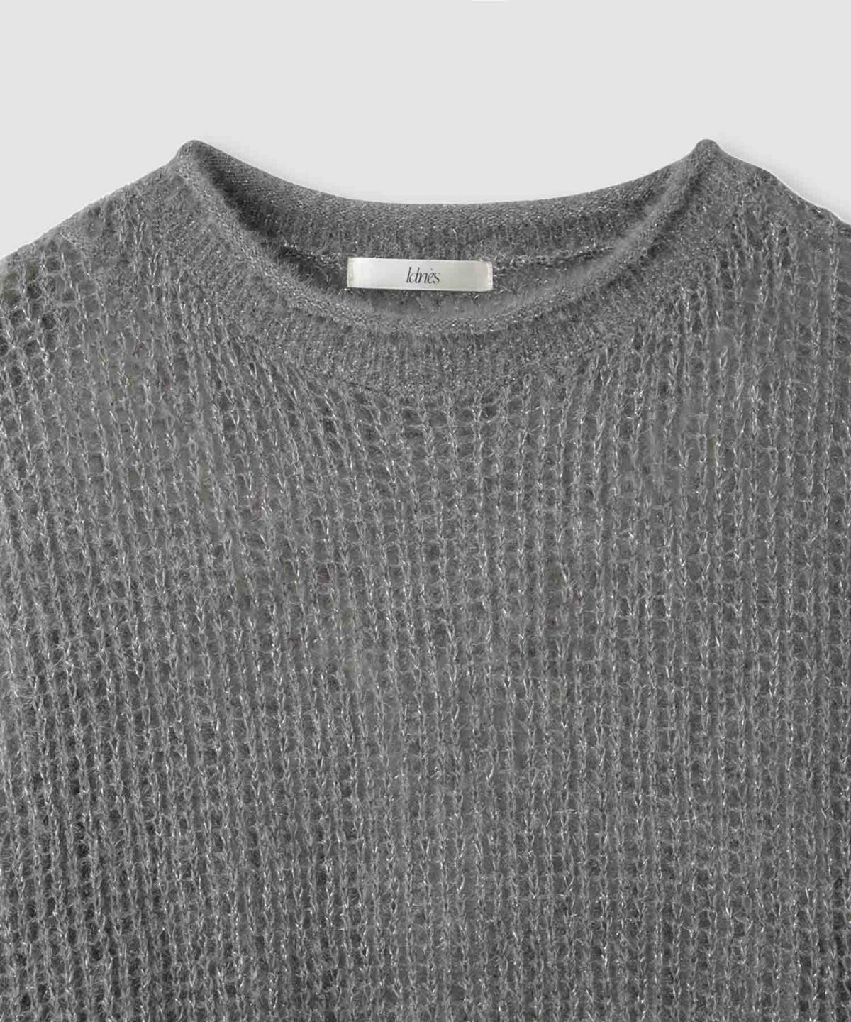 Idnes ラメメッシュニットプルオーバー レディース