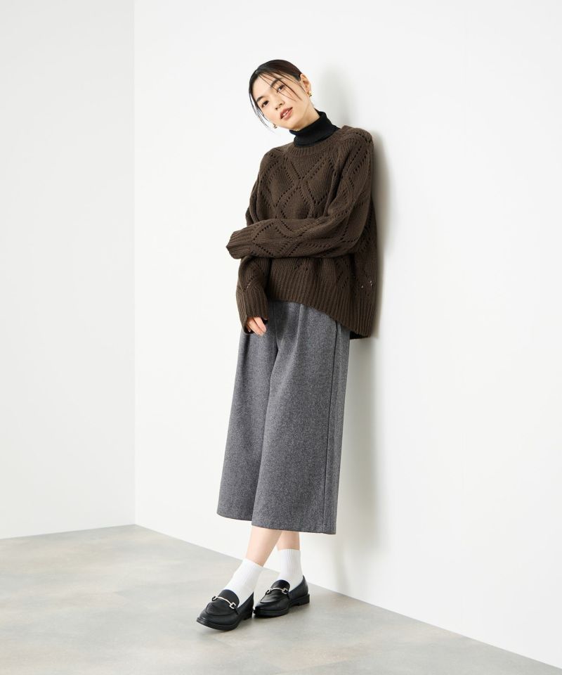 [値下げ]Idnes  ダイヤ柄透かし編みニットプルオーバー レディース商品画像-15