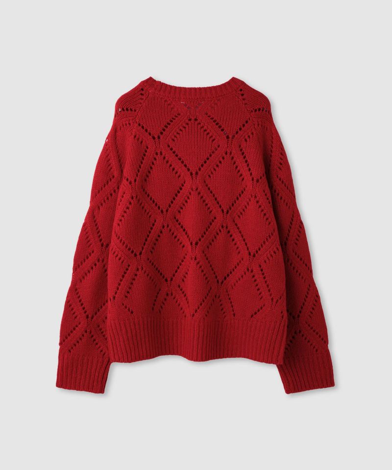 [値下げ]Idnes  ダイヤ柄透かし編みニットプルオーバー レディース商品画像-20