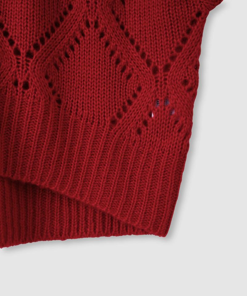 Idnes  ダイヤ柄透かし編みニットプルオーバー レディース商品画像-23