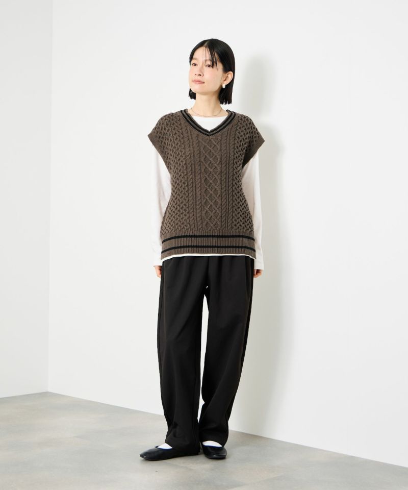[値下げ]Idnes  ケーブルチルデンVネックベスト レディース商品画像-11