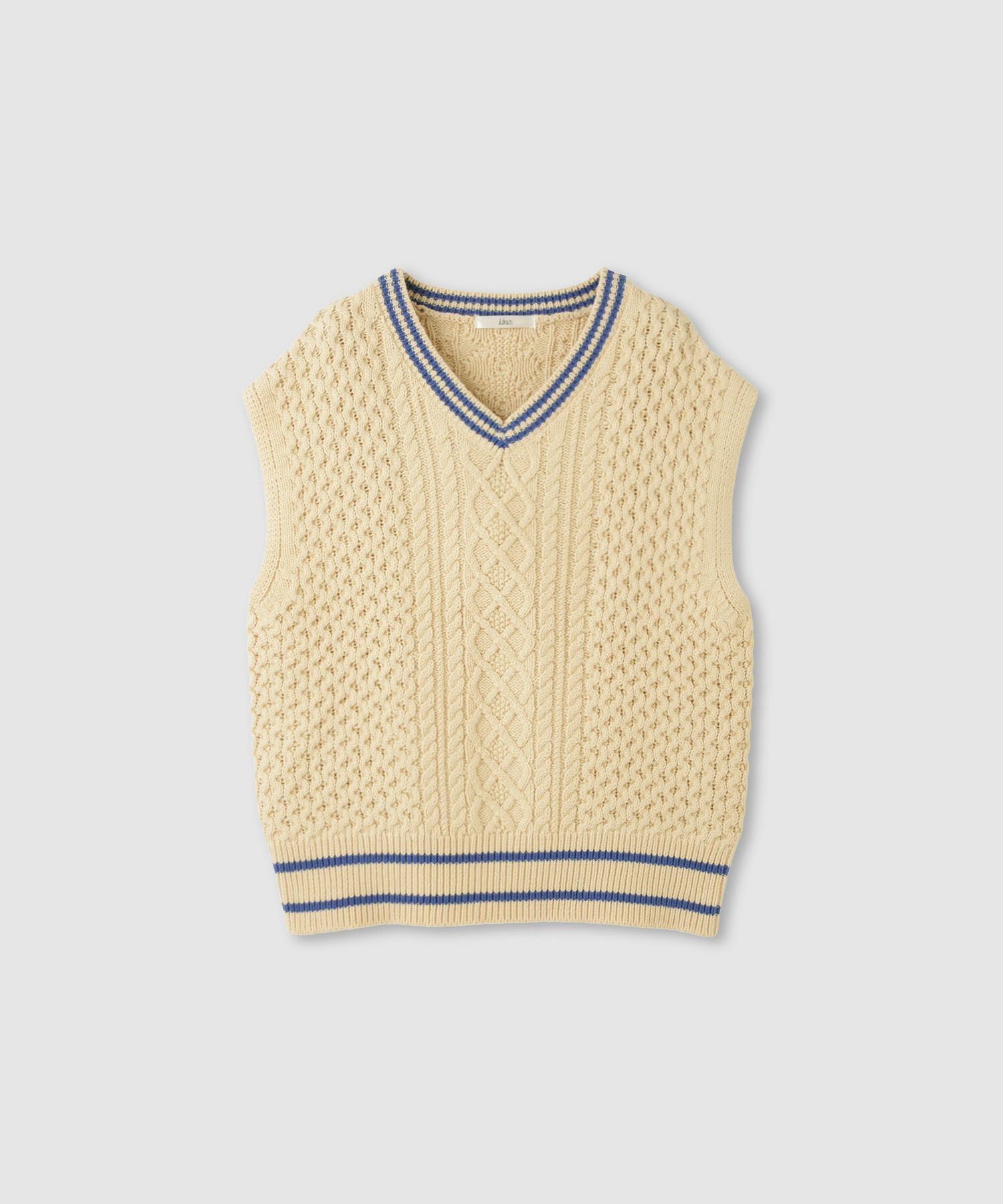 Idnes  ケーブルチルデンVネックベスト レディース商品画像-15