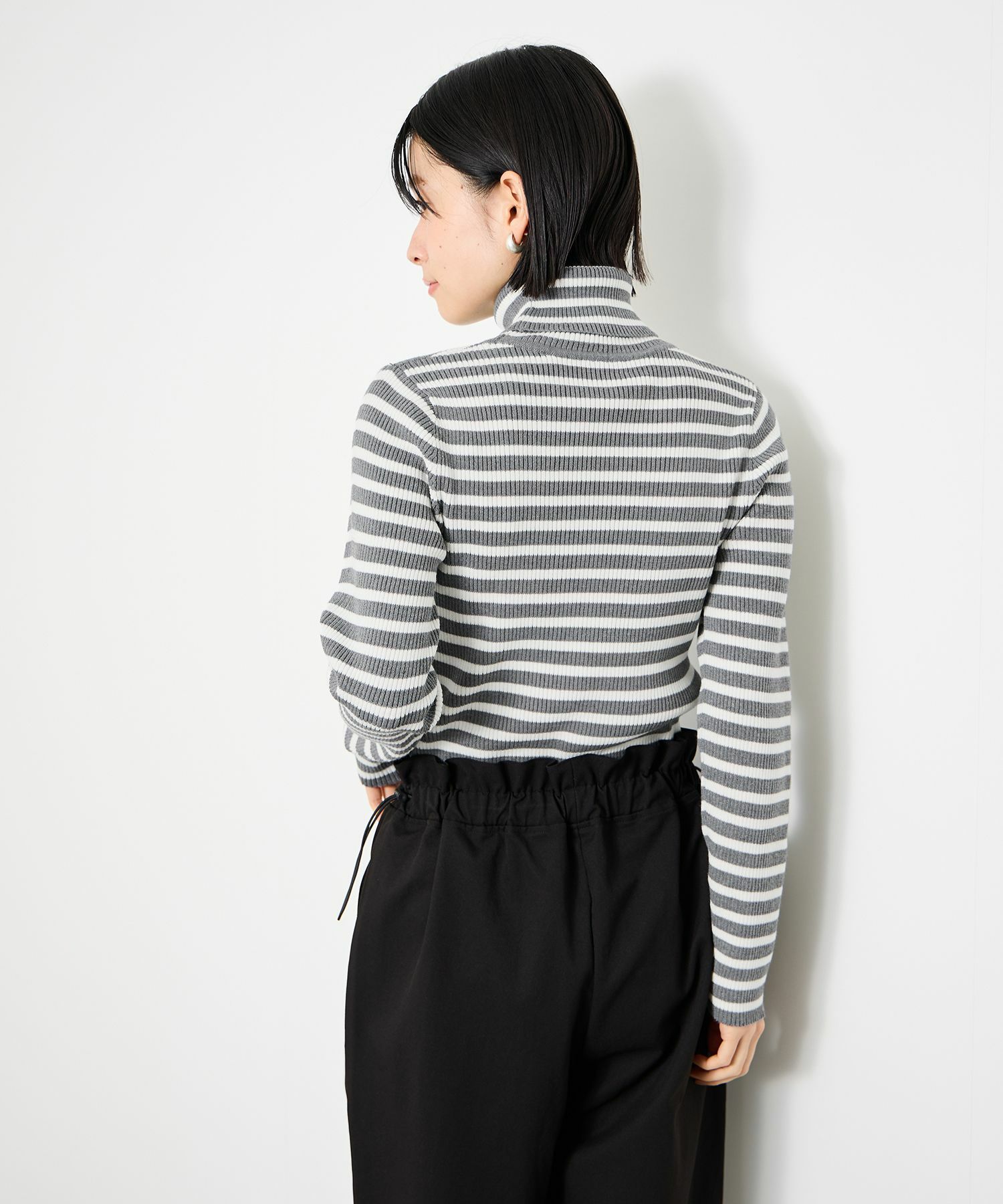 Idnes ボーダーリブタートルネックニット レディース商品画像-6