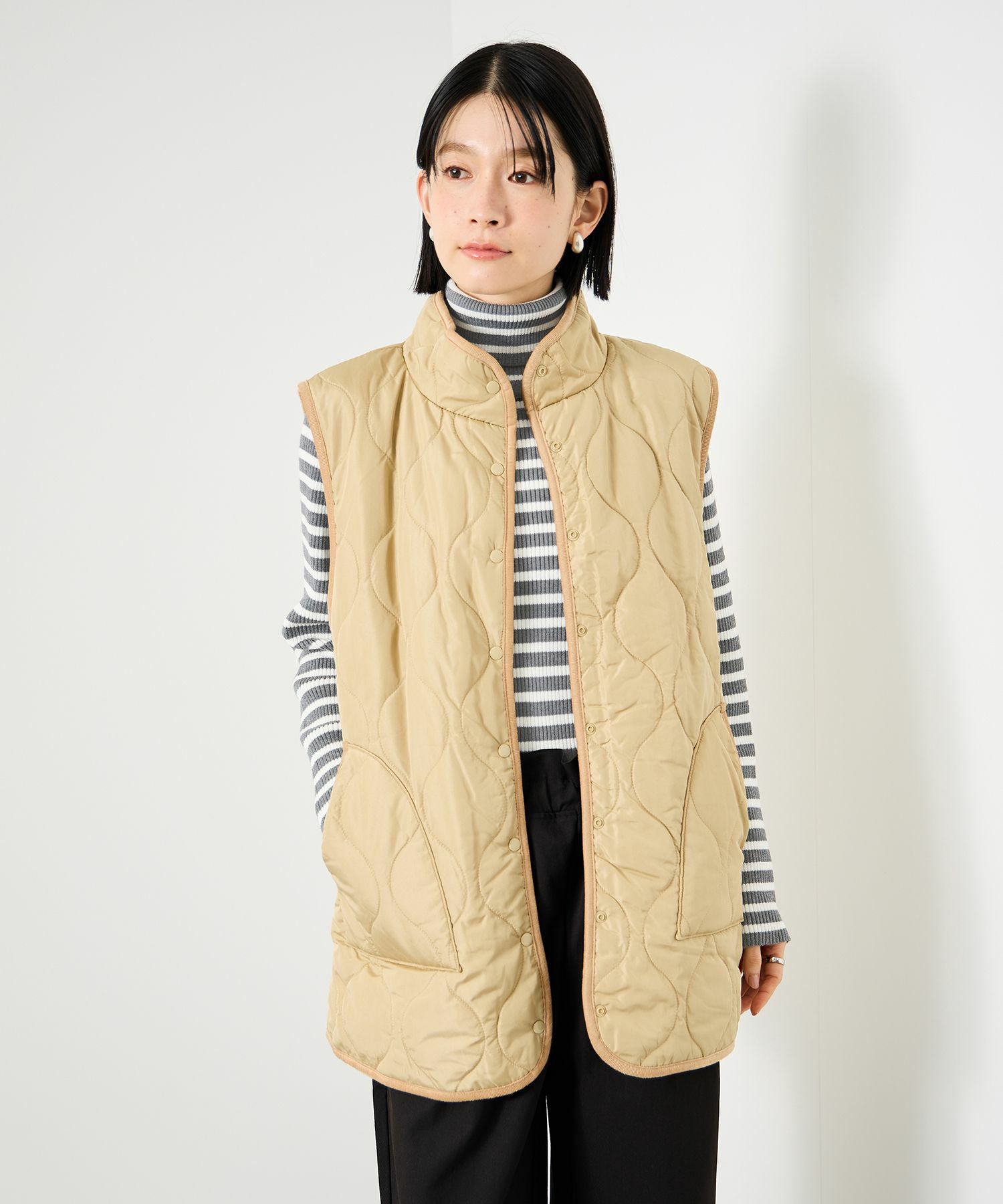 [値下げ]Idnes  ボーダーリブタートルネックニット レディース商品画像-9