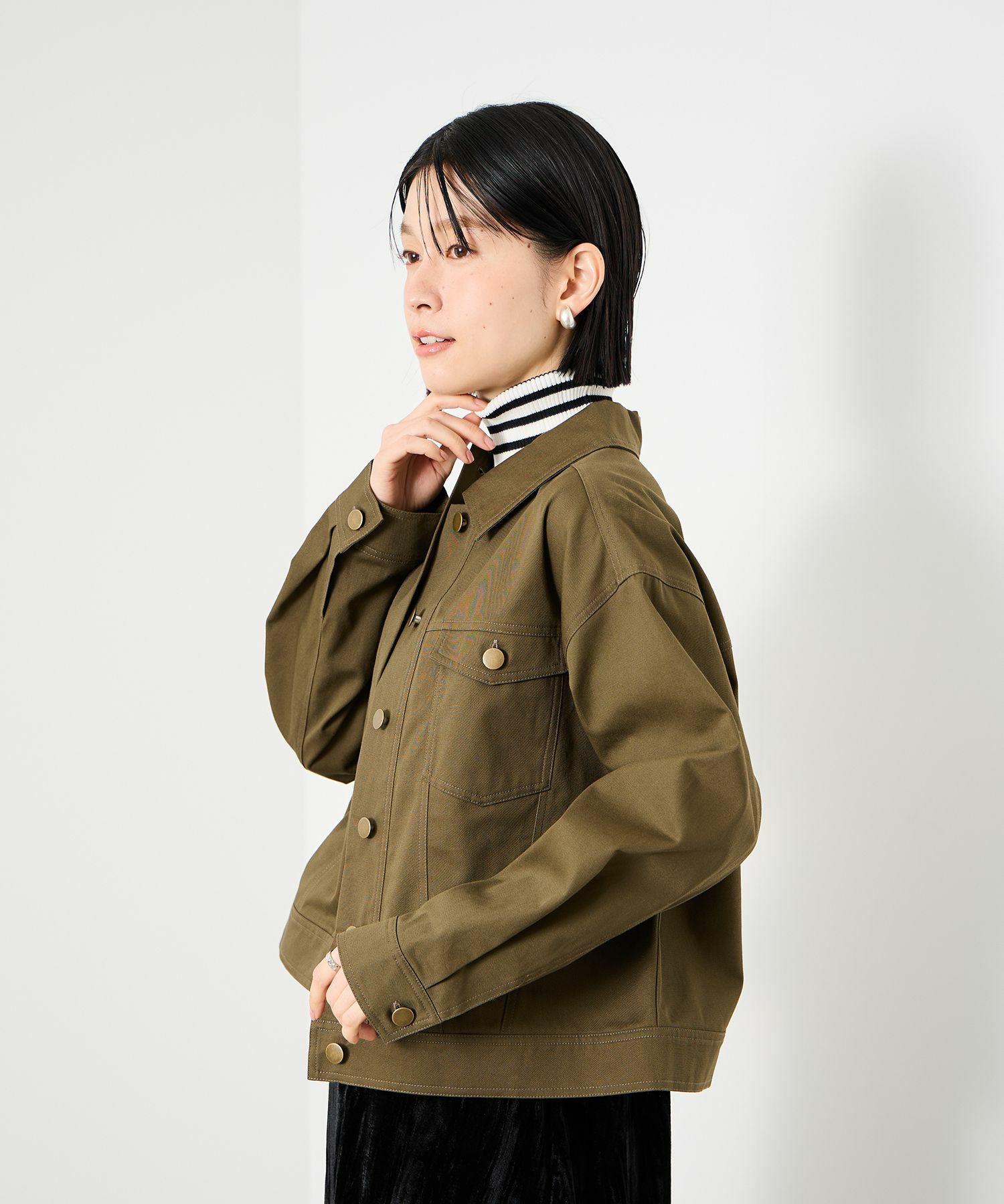 [値下げ]Idnes  ボーダーリブタートルネックニット レディース商品画像-13