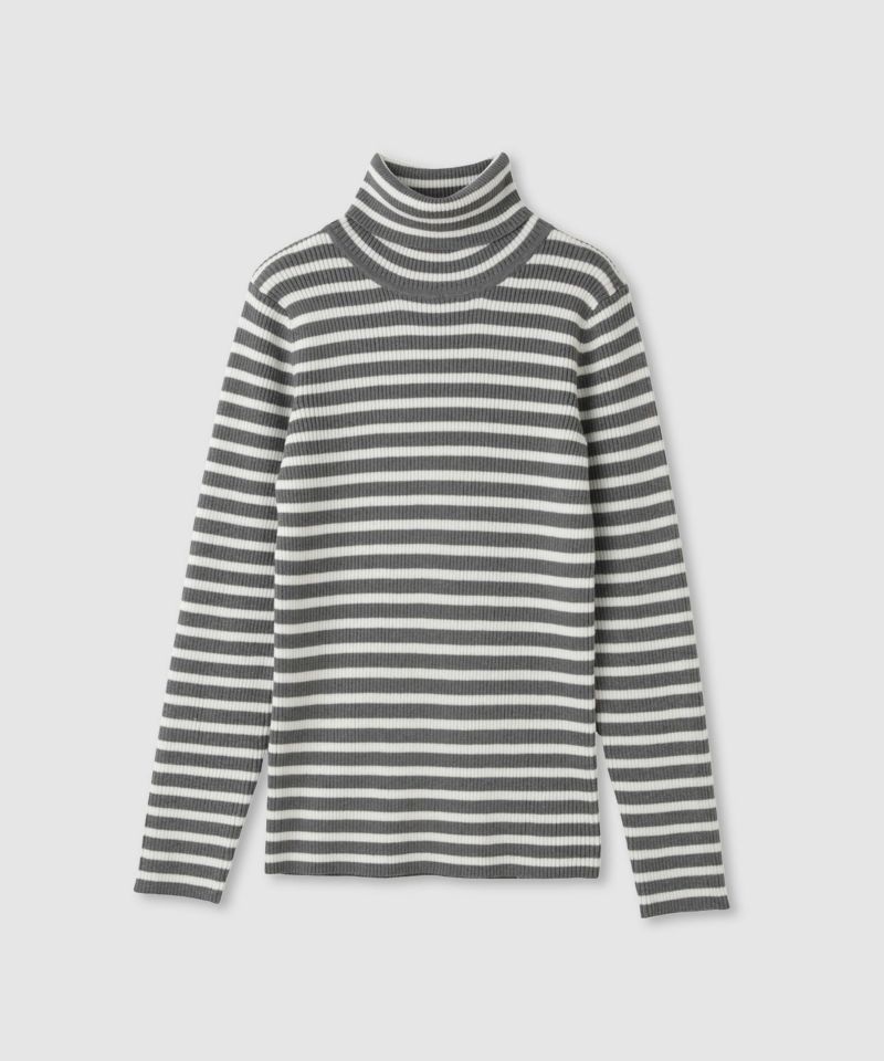 [値下げ]Idnes  ボーダーリブタートルネックニット レディース商品画像-20