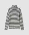 Idnes ボーダーリブタートルネックニット レディース