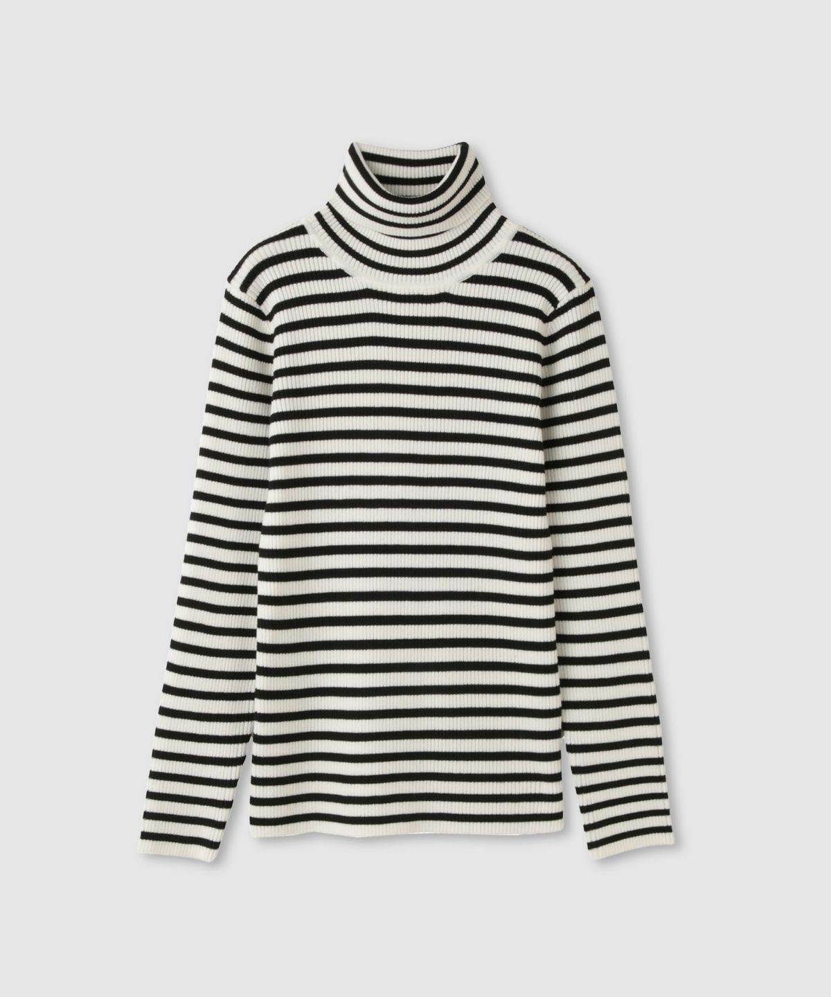 Idnes ボーダーリブタートルネックニット レディース