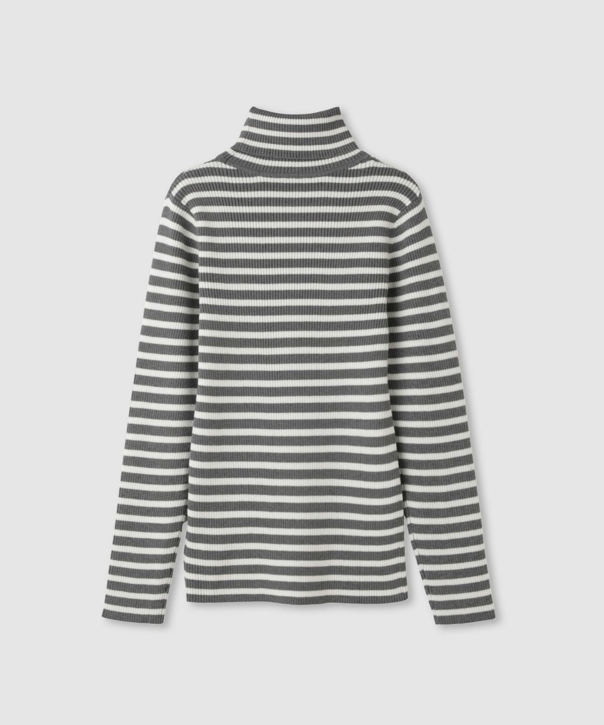 Idnes ボーダーリブタートルネックニット レディース