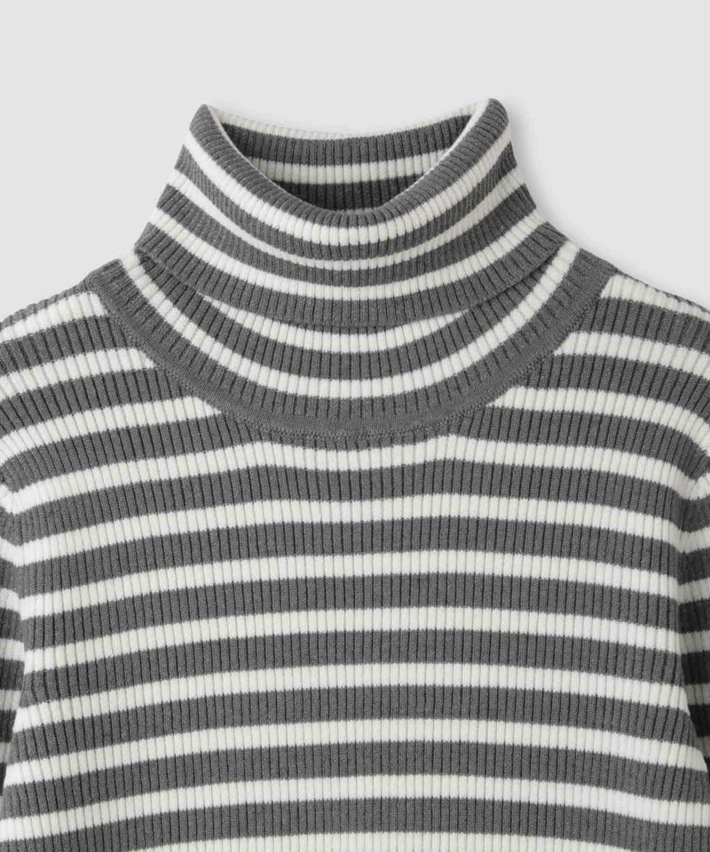 [値下げ]Idnes  ボーダーリブタートルネックニット レディース商品画像-24
