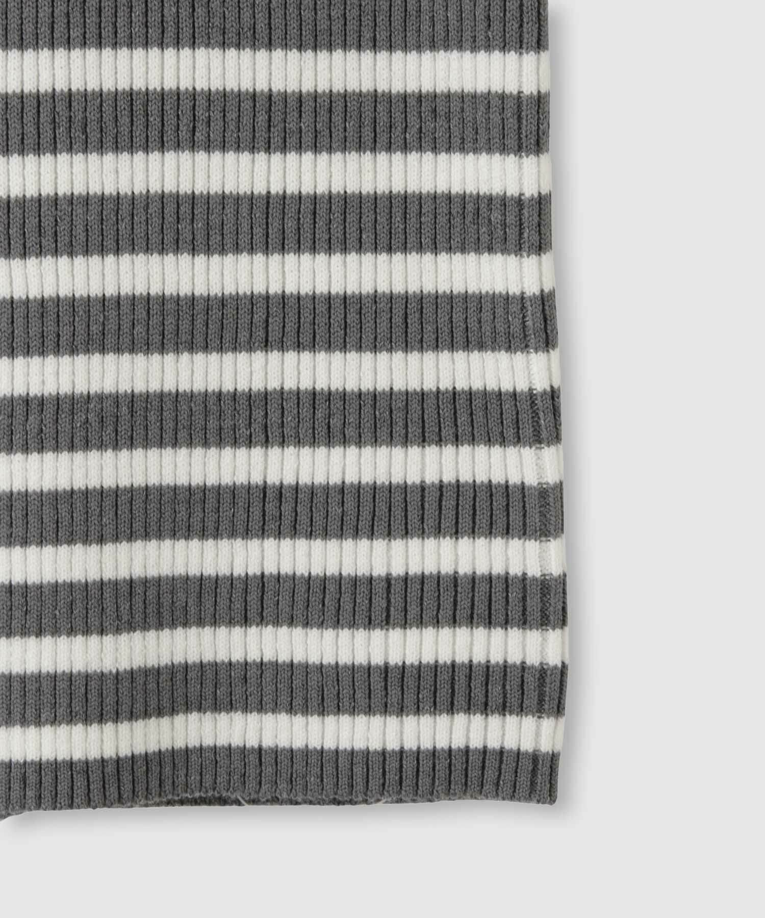 Idnes ボーダーリブタートルネックニット レディース