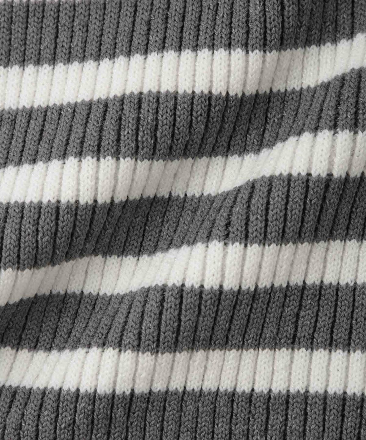 Idnes ボーダーリブタートルネックニット レディース