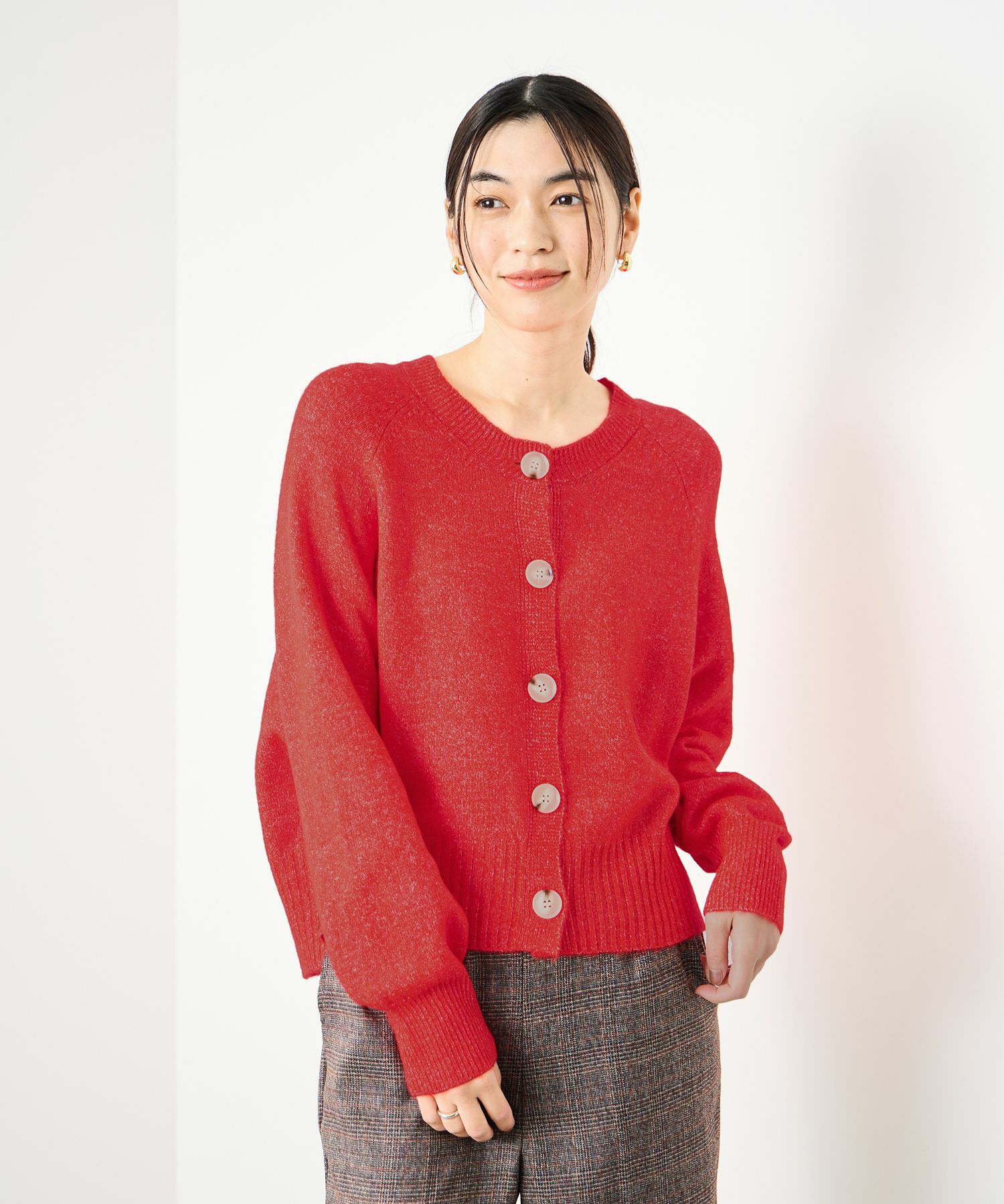 [さらに50%OFF]Idnes ヤクライククルーカーディガン レディース商品画像-1