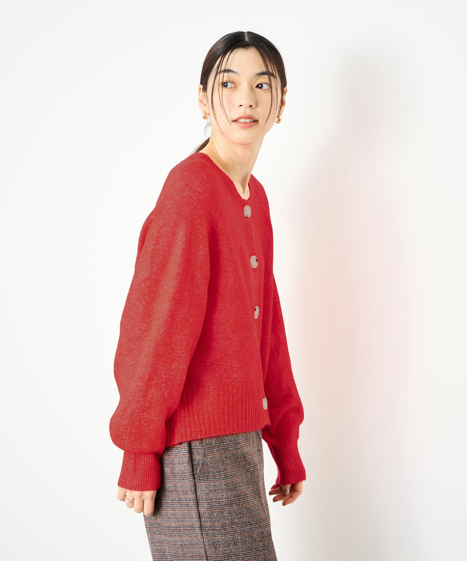 Idnes ヤクライククルーカーディガン レディース