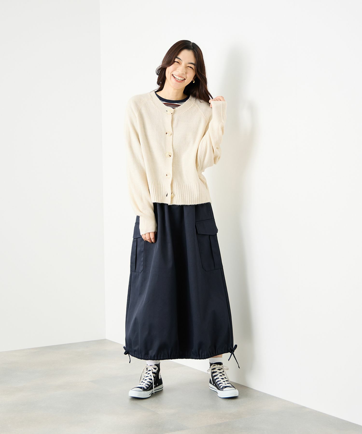Idnes ヤクライククルーカーディガン レディース