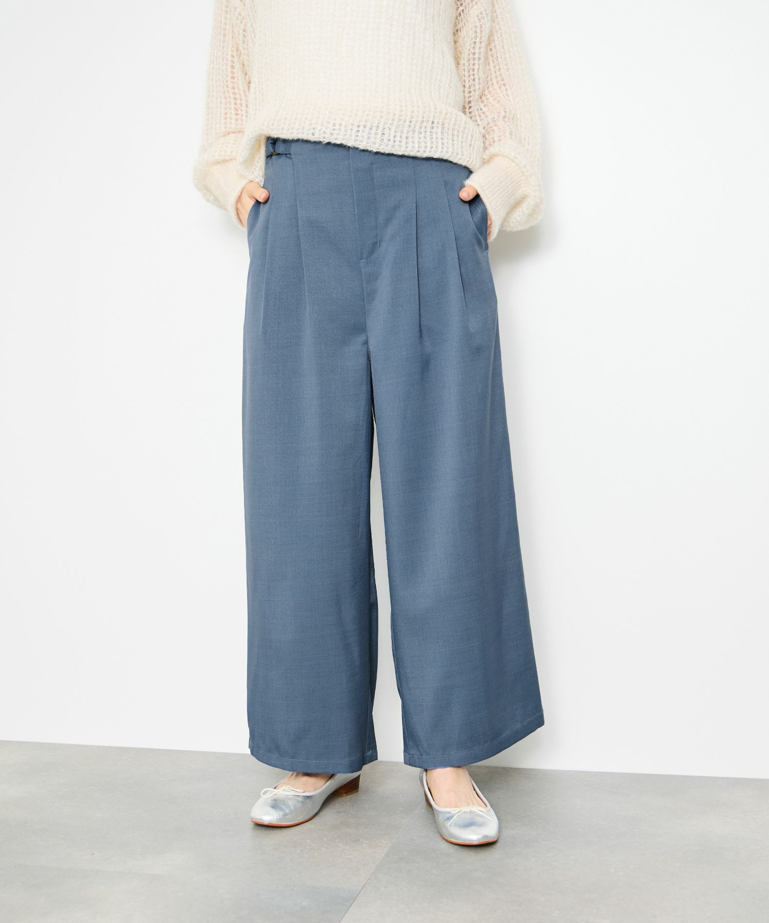 Idnes サイドバックルクロップドパンツ レディース