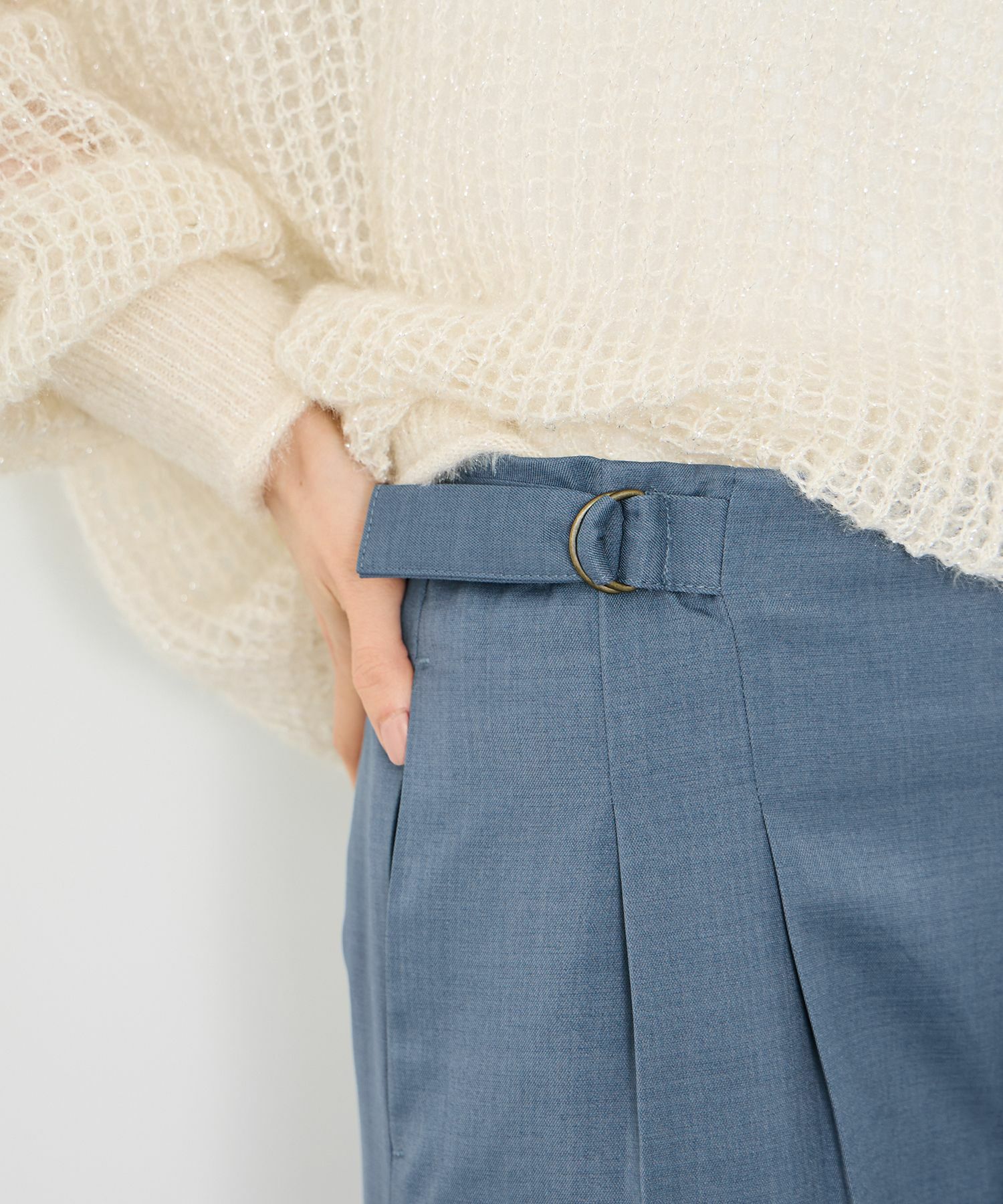 Idnes サイドバックルクロップドパンツ レディース