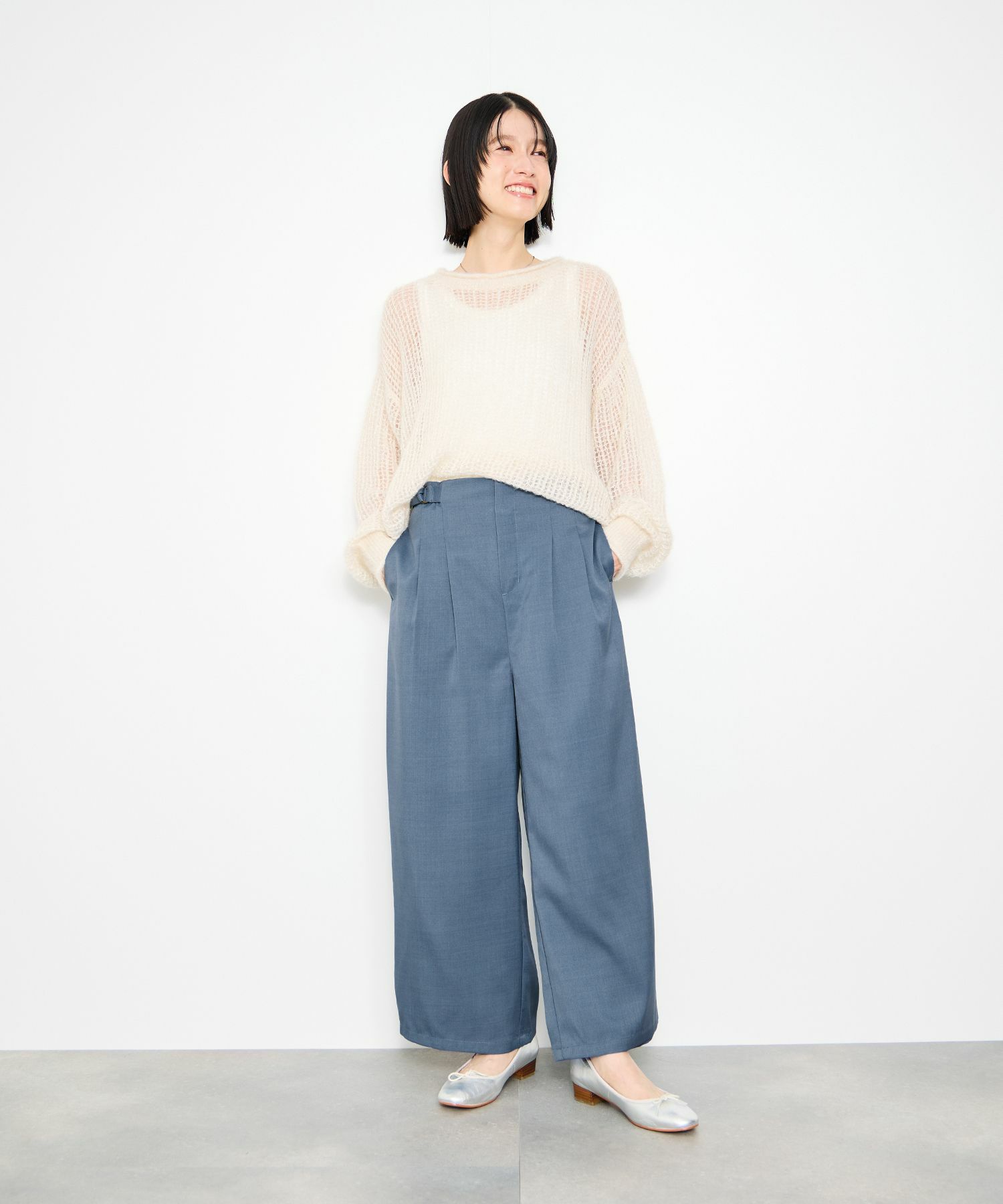 Idnes サイドバックルクロップドパンツ レディース