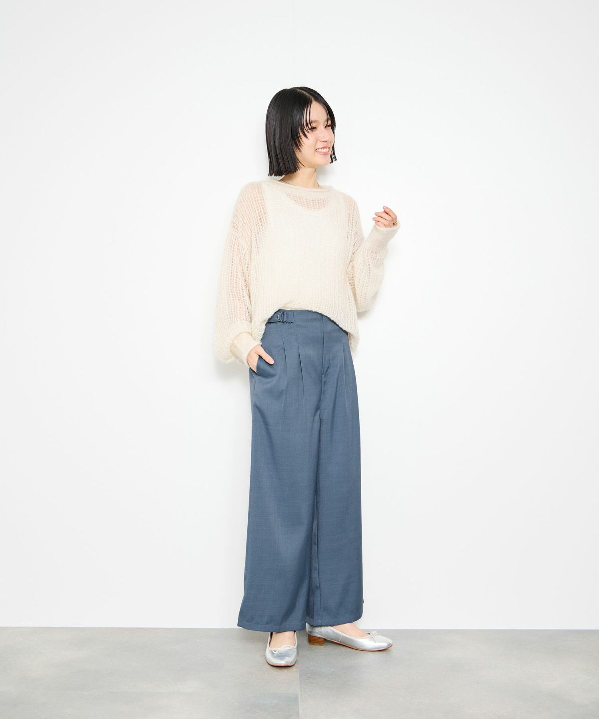 Idnes サイドバックルクロップドパンツ レディース