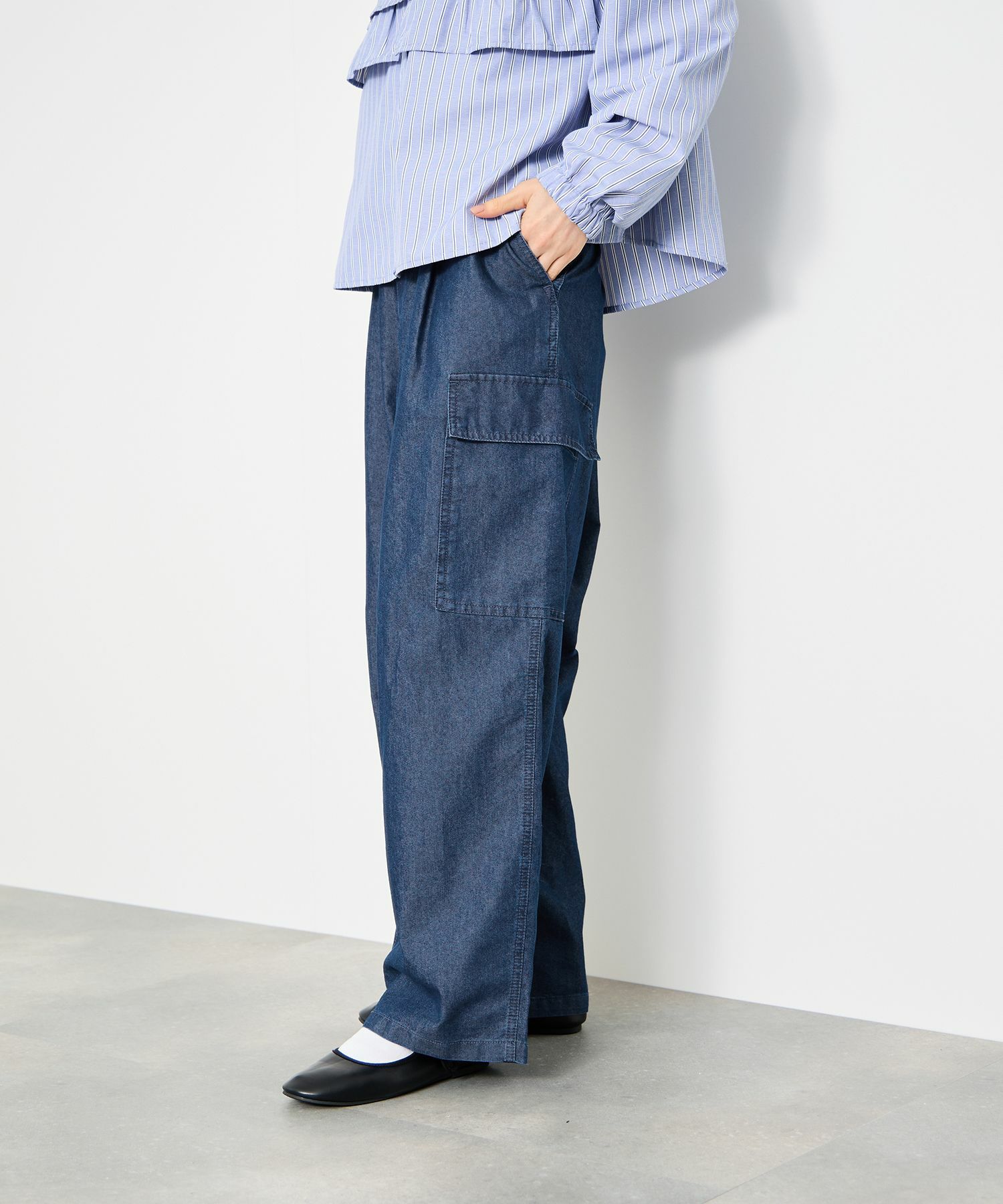 Idnes デニムカーゴパンツ レディース