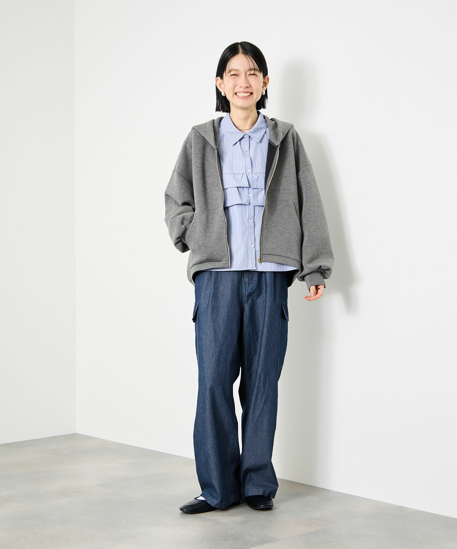 Idnes デニムカーゴパンツ レディース