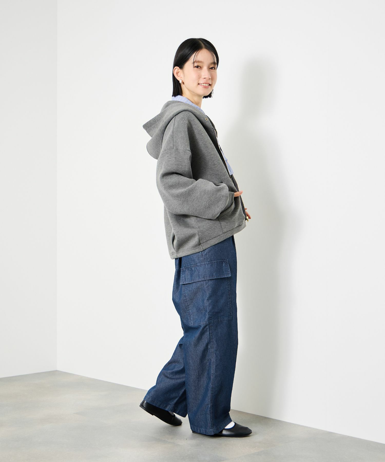 Idnes デニムカーゴパンツ レディース