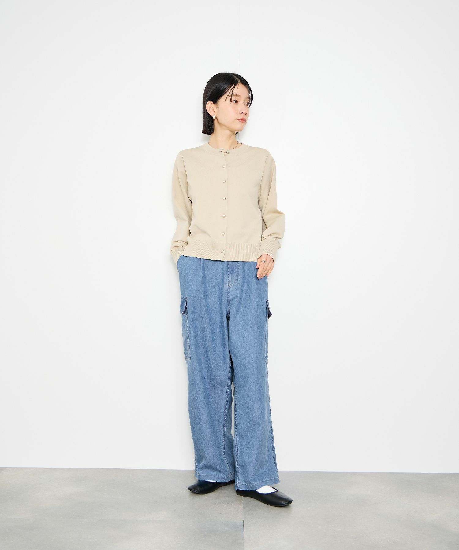 Idnes デニムカーゴパンツ レディース