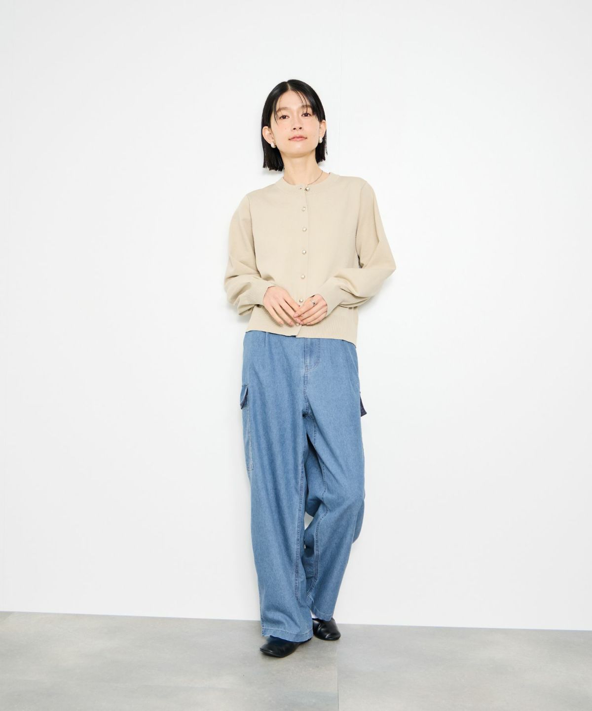 Idnes デニムカーゴパンツ レディース