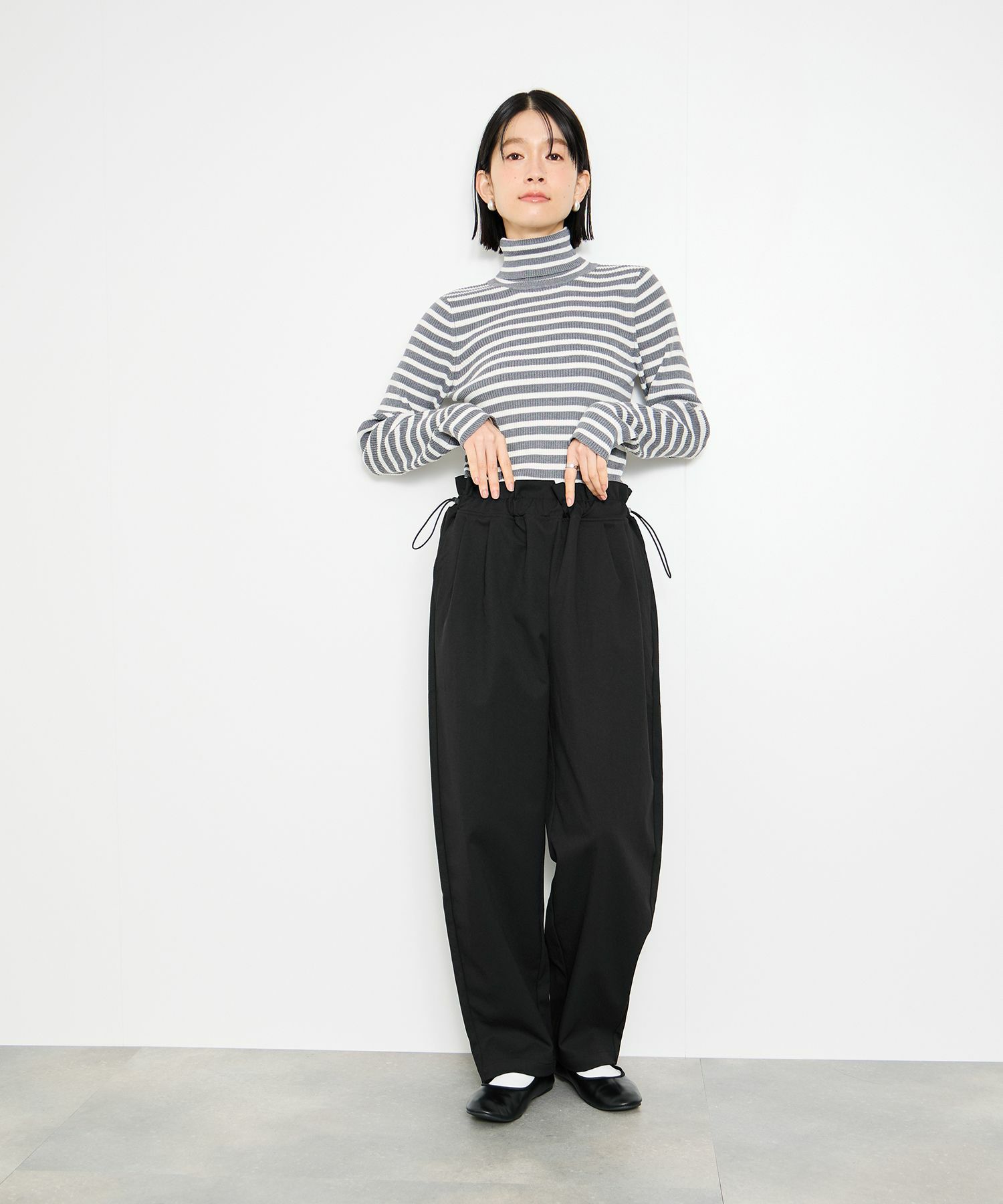 Idnes  ギャバドロストテーパードパンツ レディース商品画像-12