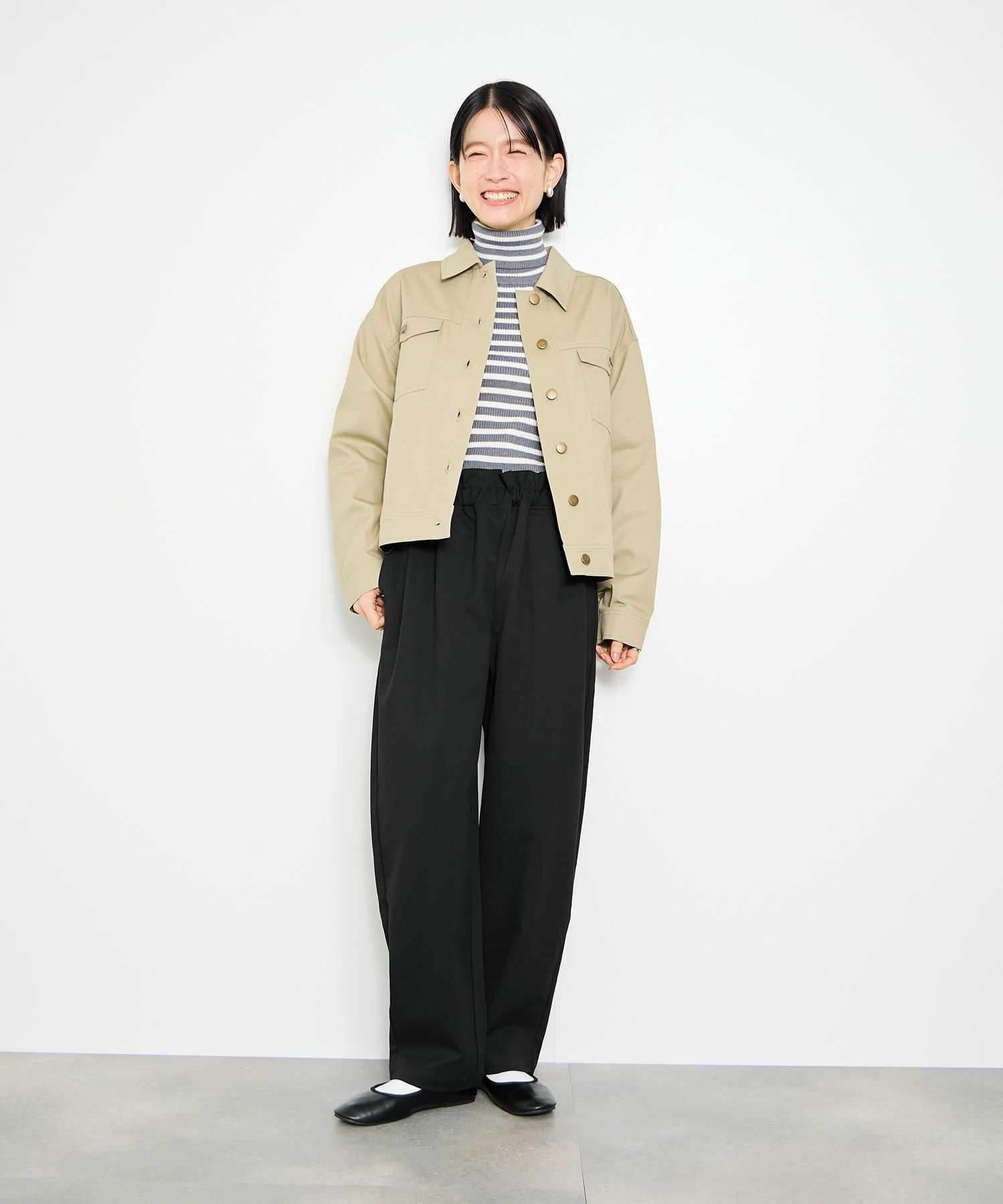 Idnes ギャバドロストテーパードパンツ レディース
