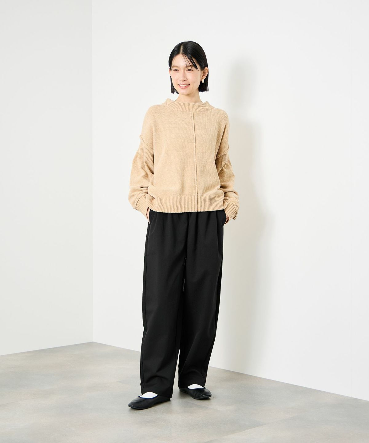 Idnes ギャバドロストテーパードパンツ レディース