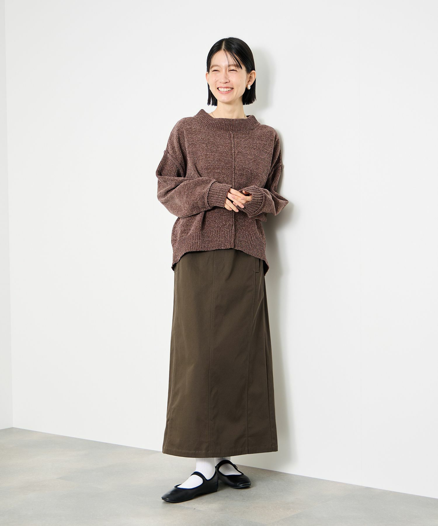 Idnes ライトワークAラインロングスカート レディース