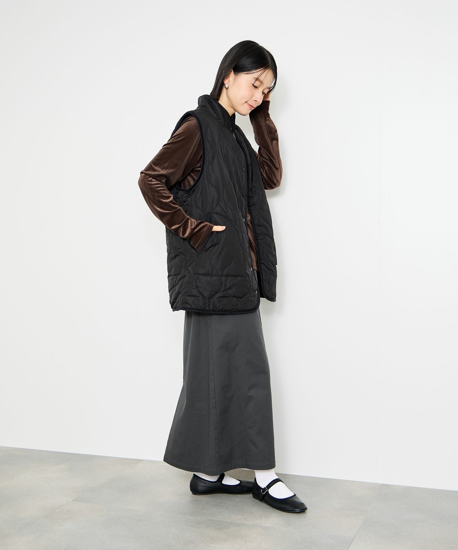 Idnes ライトワークAラインロングスカート レディース