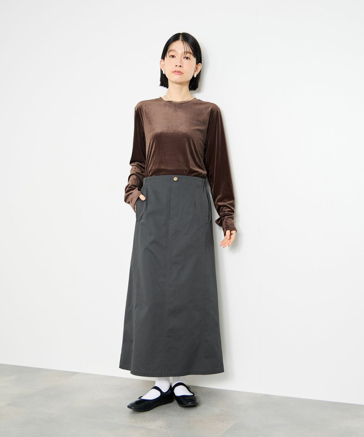 Idnes ライトワークAラインロングスカート レディース