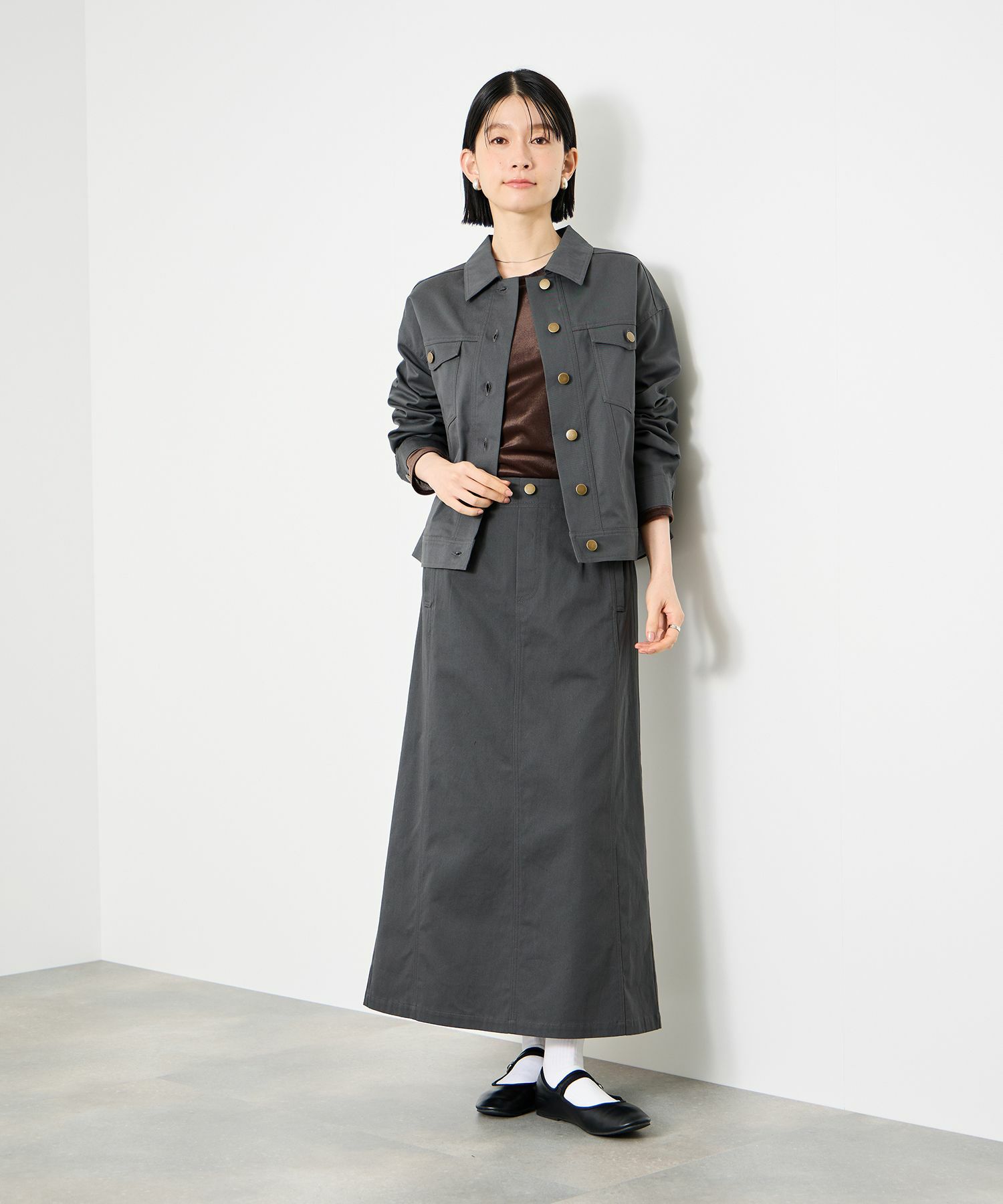 Idnes ライトワークAラインロングスカート レディース商品画像-16