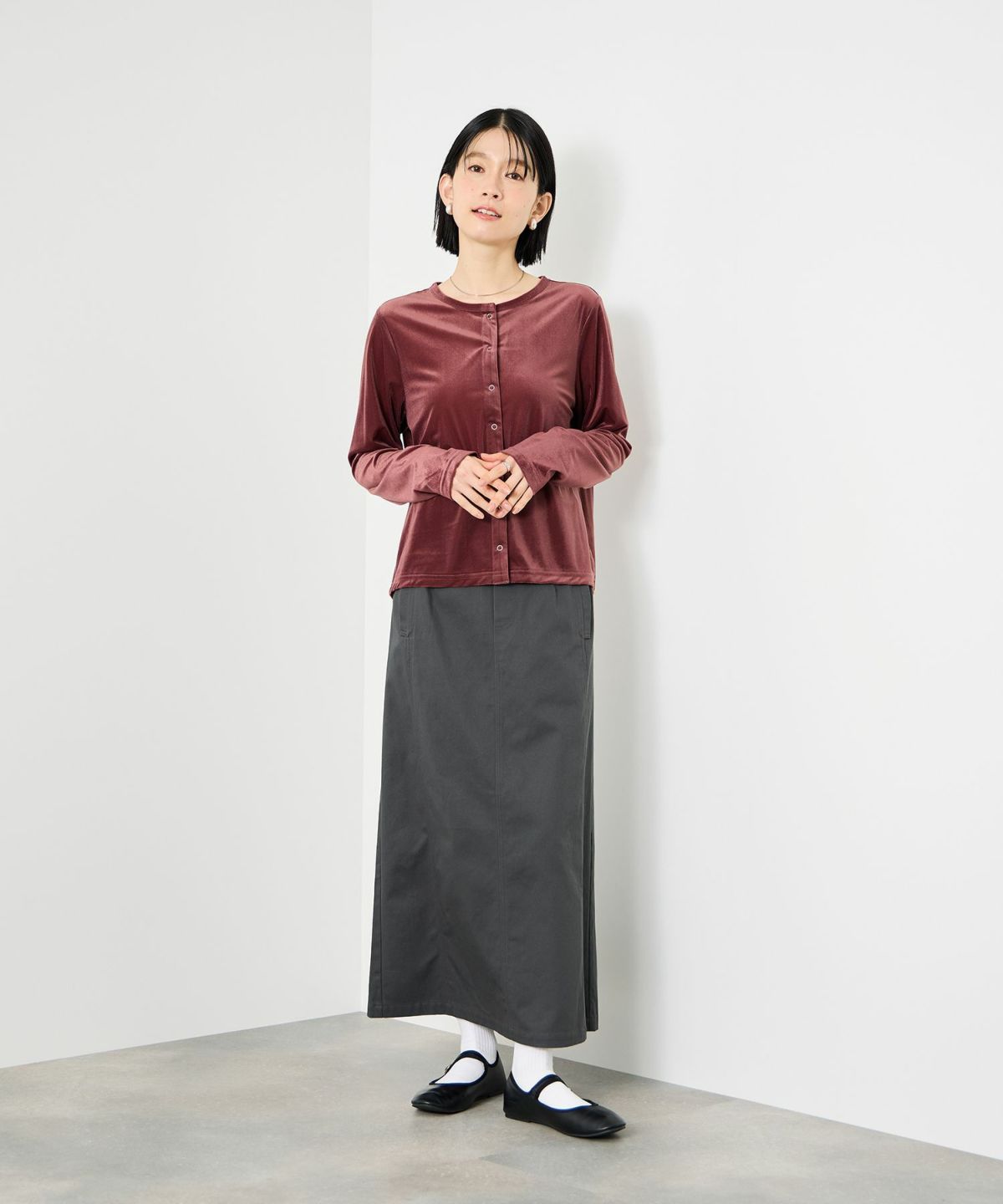 Idnes ライトワークAラインロングスカート レディース