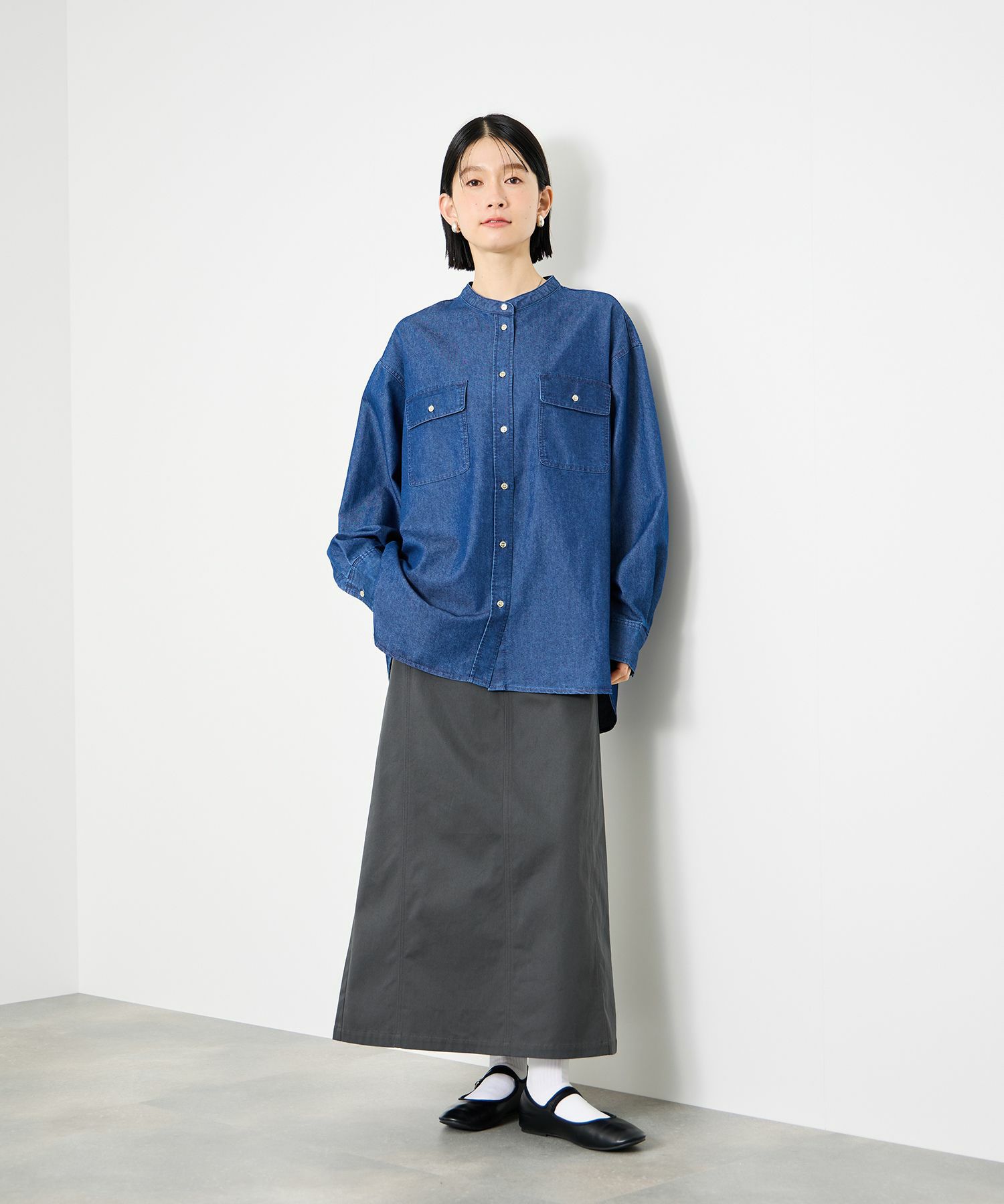 Idnes ライトワークAラインロングスカート レディース