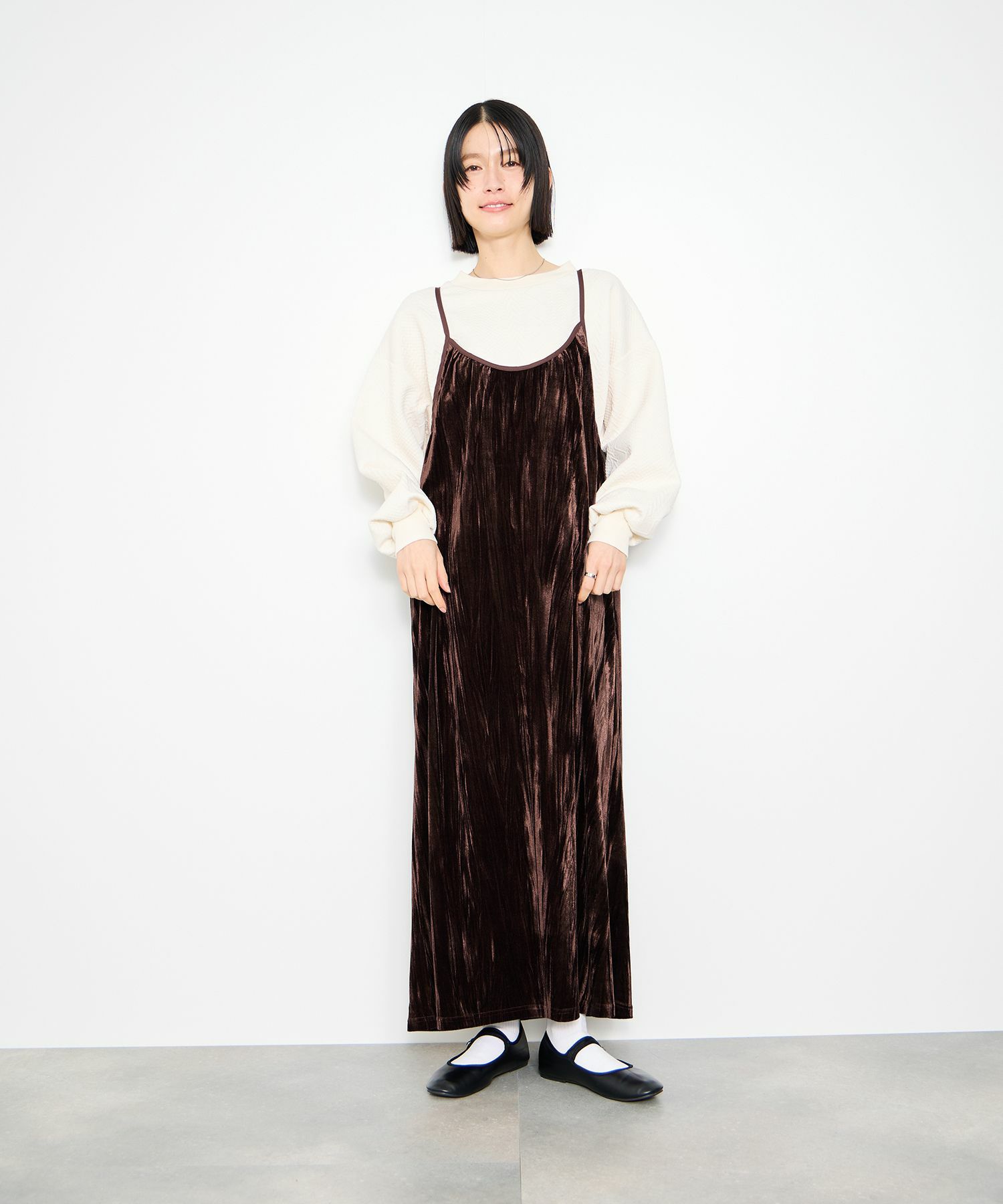 Idnes  ベロアキャミワンピース レディース商品画像-1