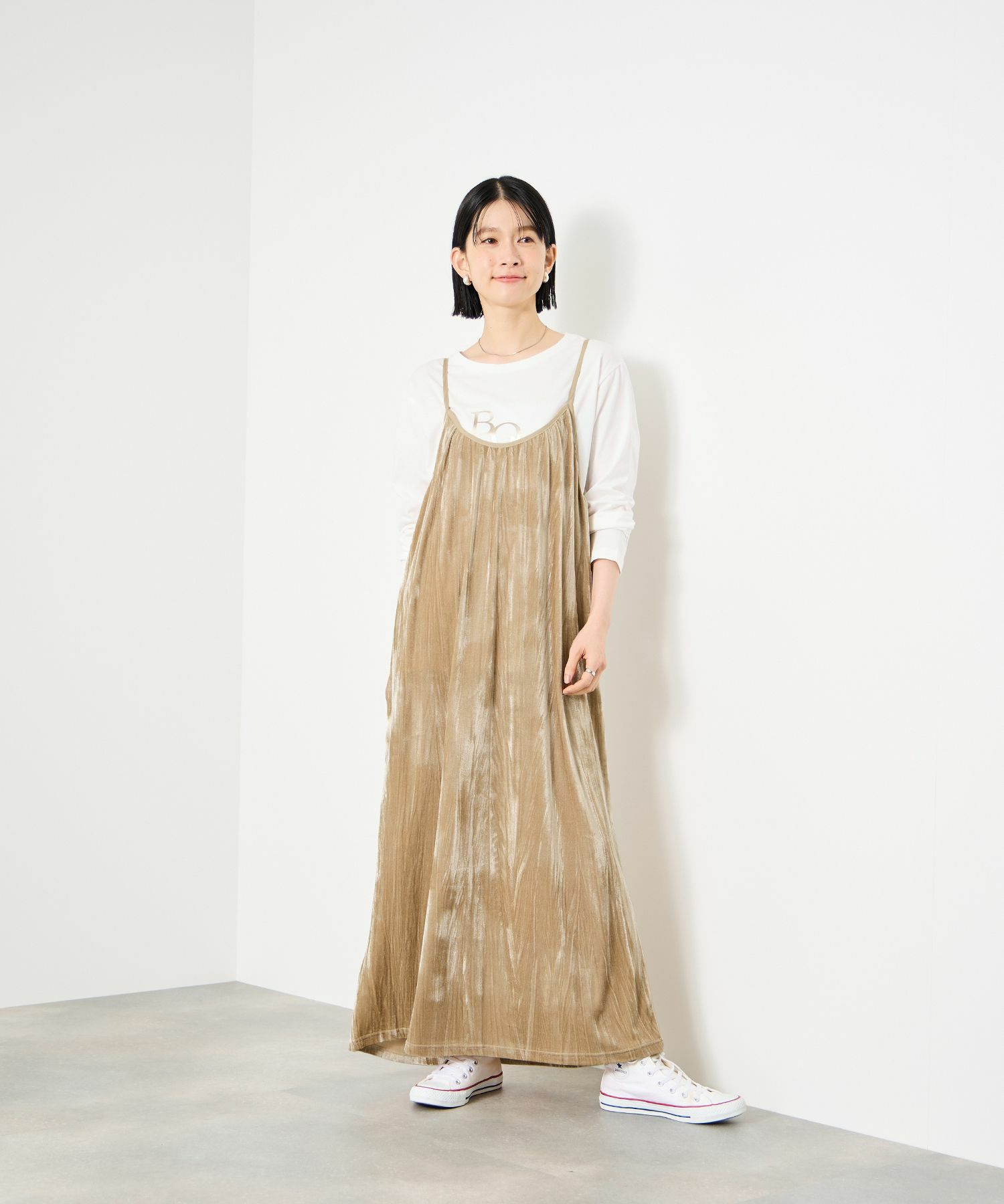 Idnes ベロアキャミワンピース レディース