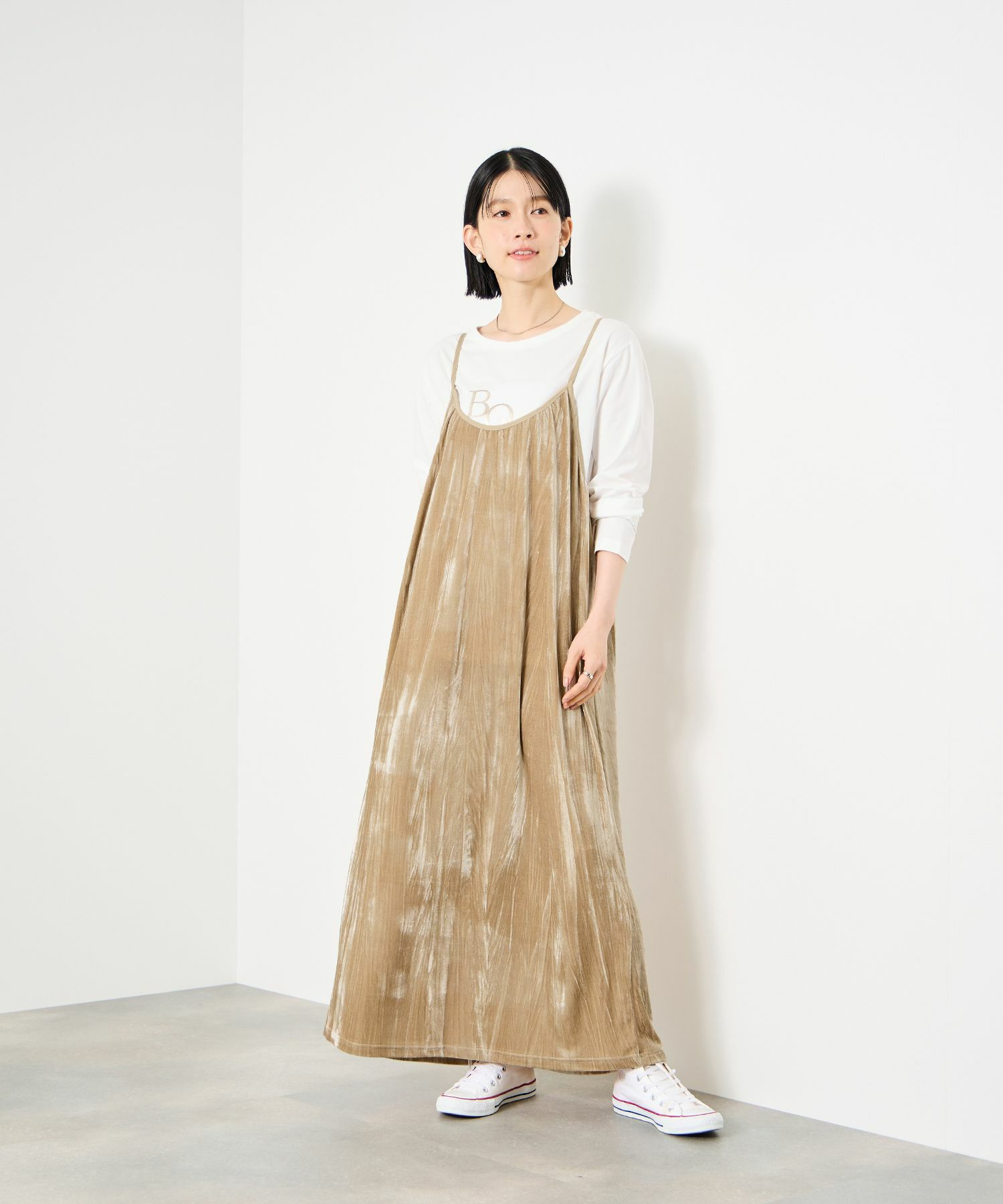 Idnes ベロアキャミワンピース レディース