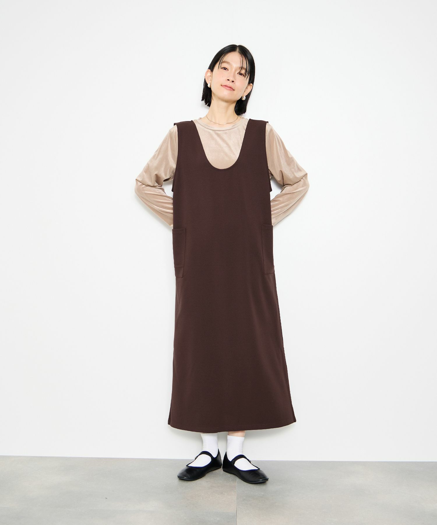 Idnes 2WAYカットジョーゼットジャンパースカート レディース