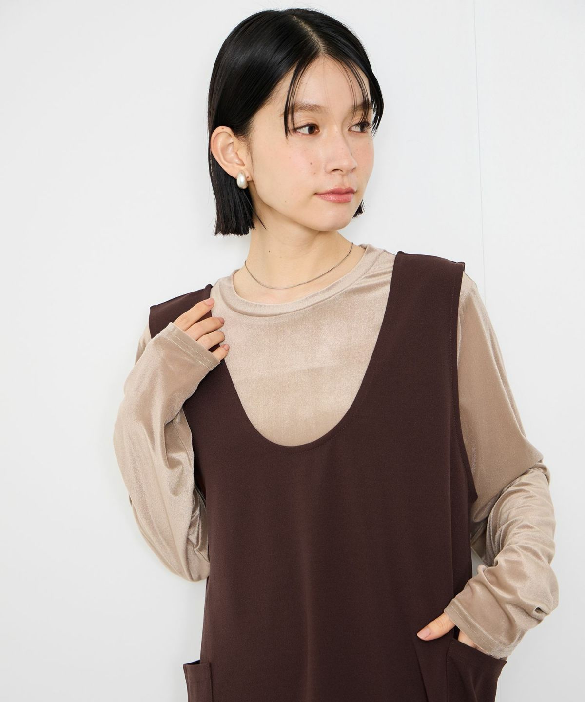 Idnes 2WAYカットジョーゼットジャンパースカート レディース