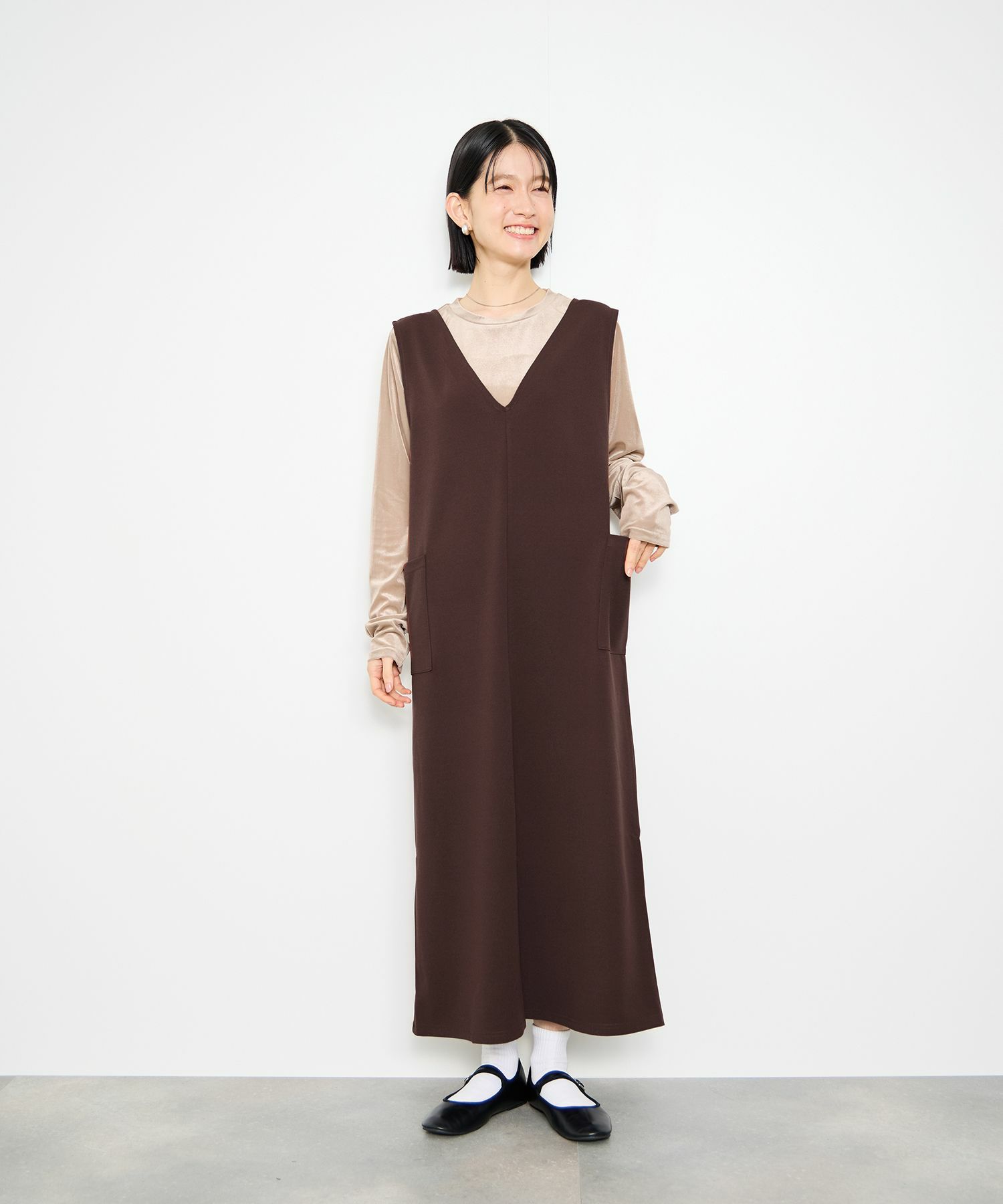 Idnes 2WAYカットジョーゼットジャンパースカート レディース