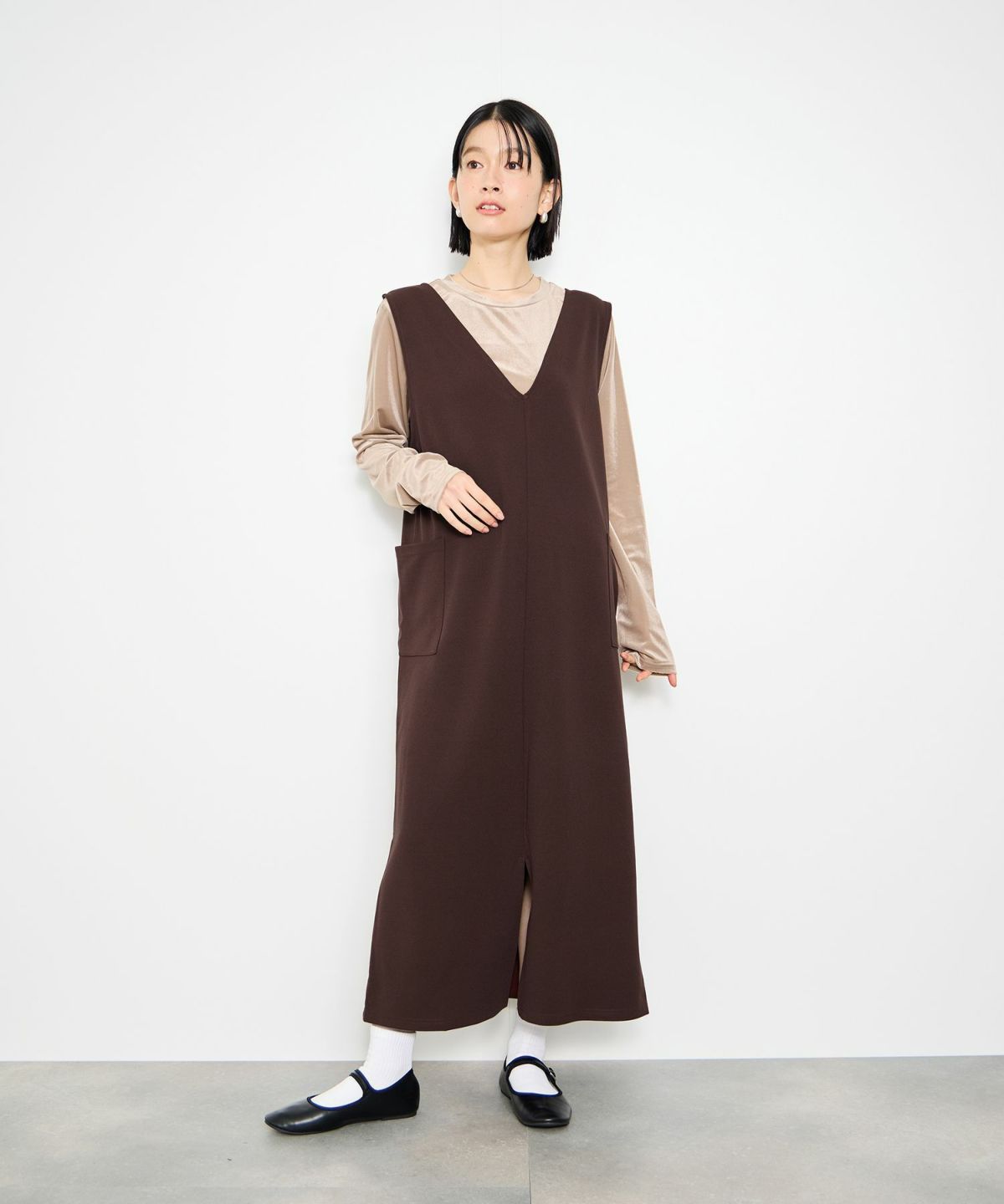 Idnes 2WAYカットジョーゼットジャンパースカート レディース